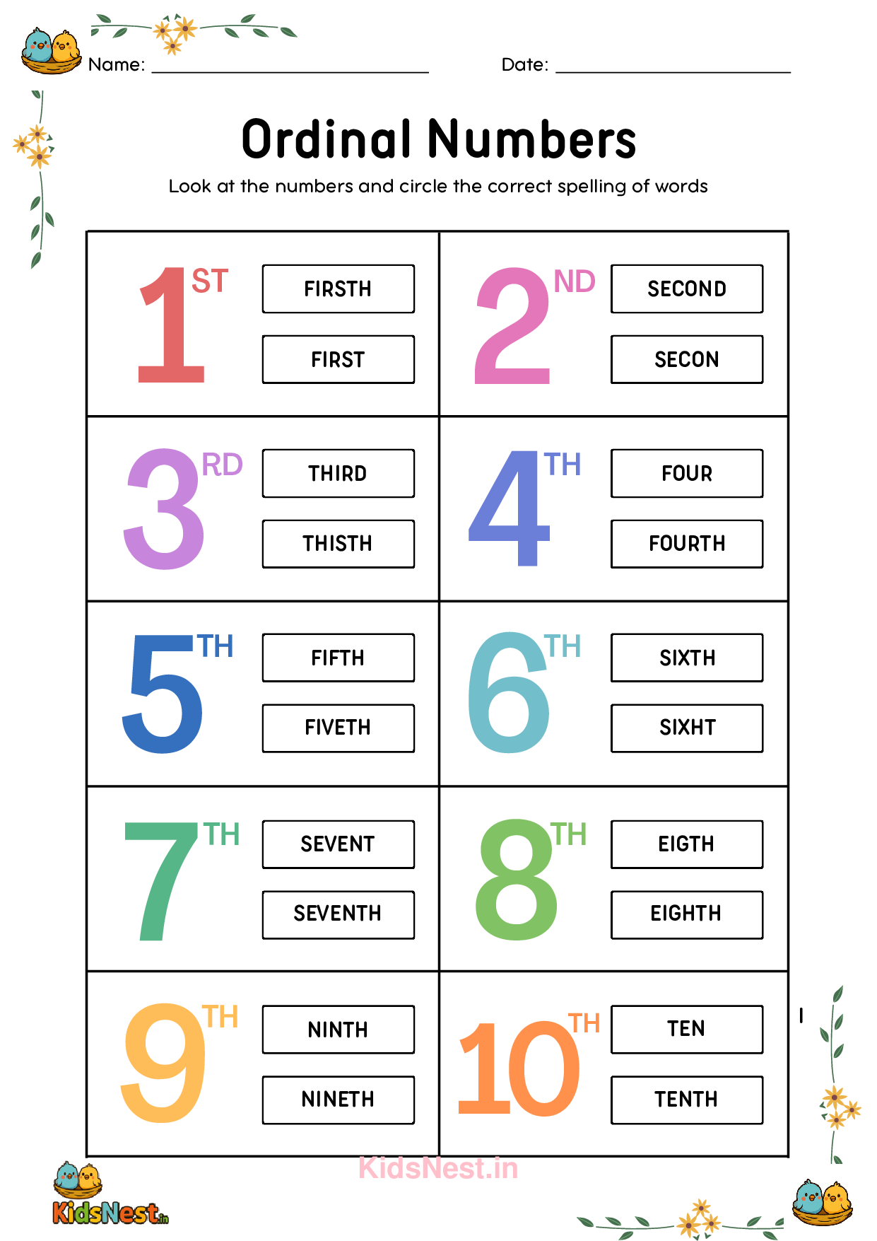 Ordinal Numbers: Printables & Activities for Kids
