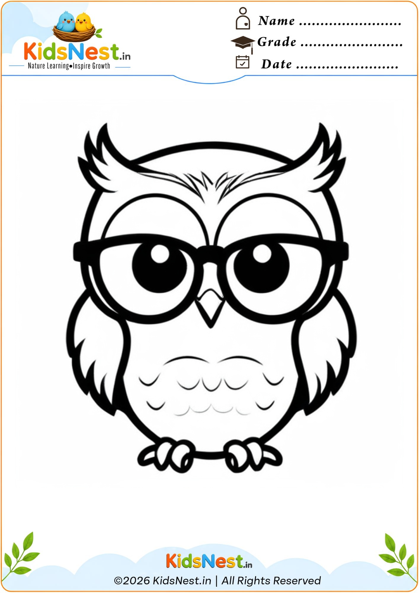 Printable Owl Coloring Worksheet for Kids | Fun Educational Activity