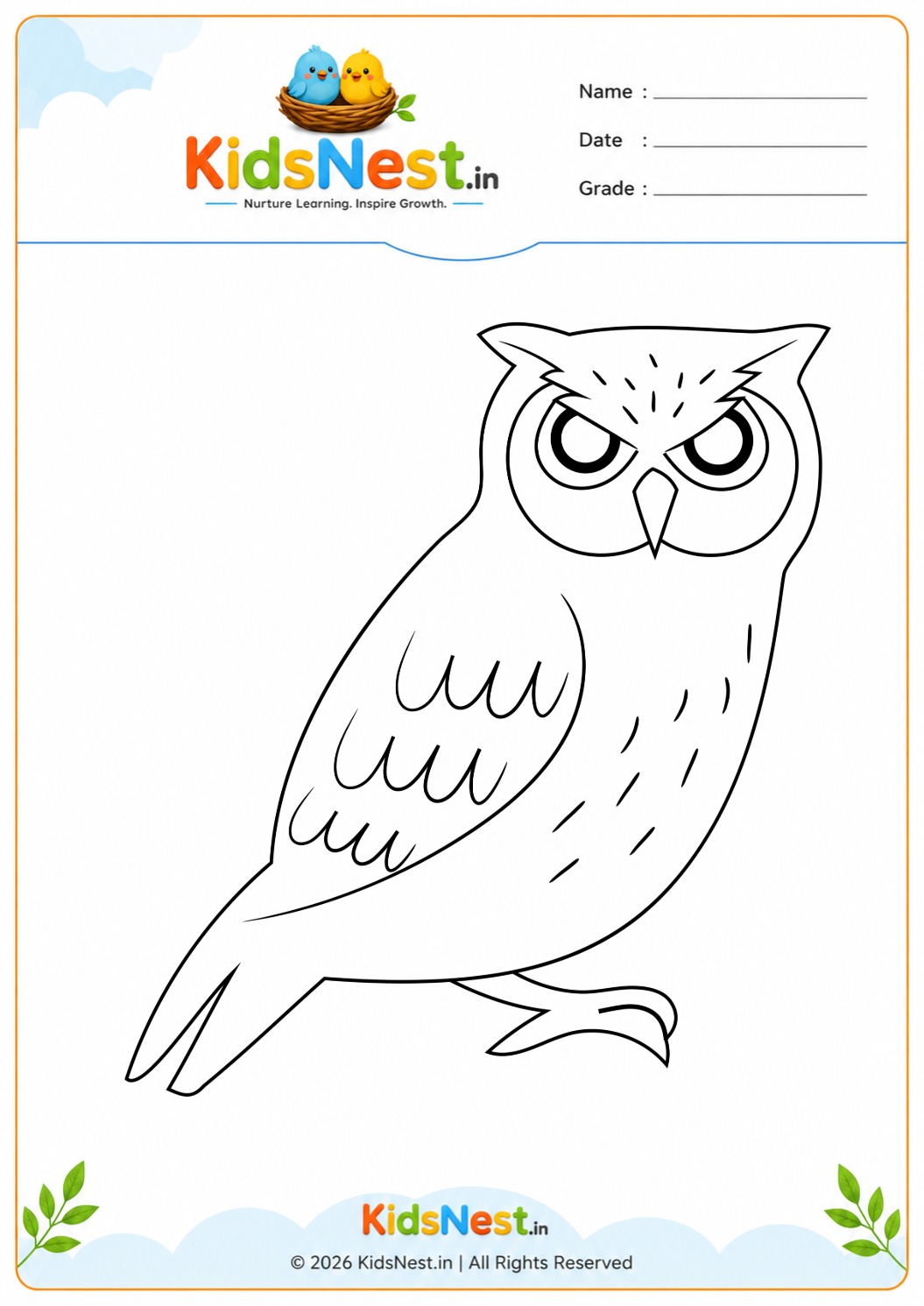 Owl Coloring Worksheet for Kids | Free Printable Activity