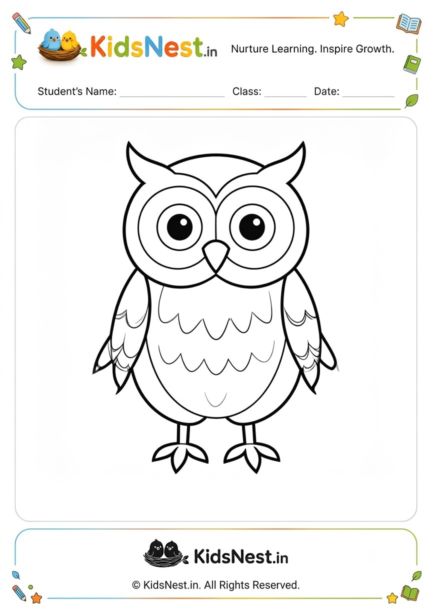 Free Printable Owl Coloring Worksheet for Kids