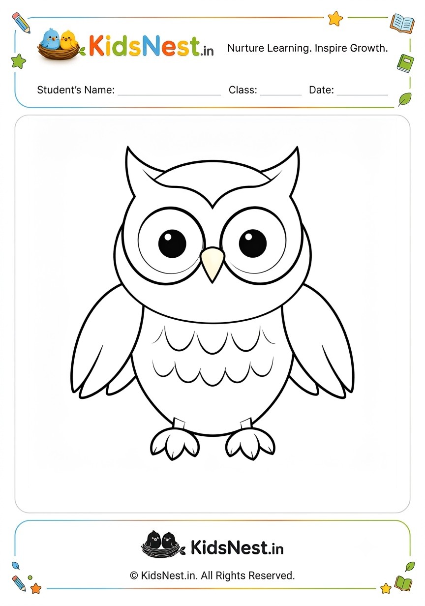 Free Printable Owl Coloring Worksheet for Kids
