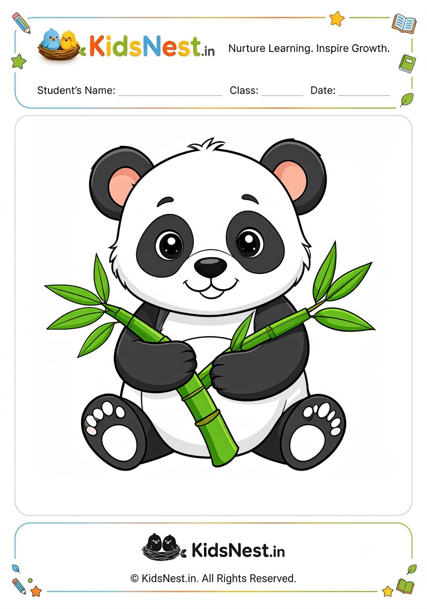 Panda and Bamboo Coloring Page | Fun Kids Educational Activity