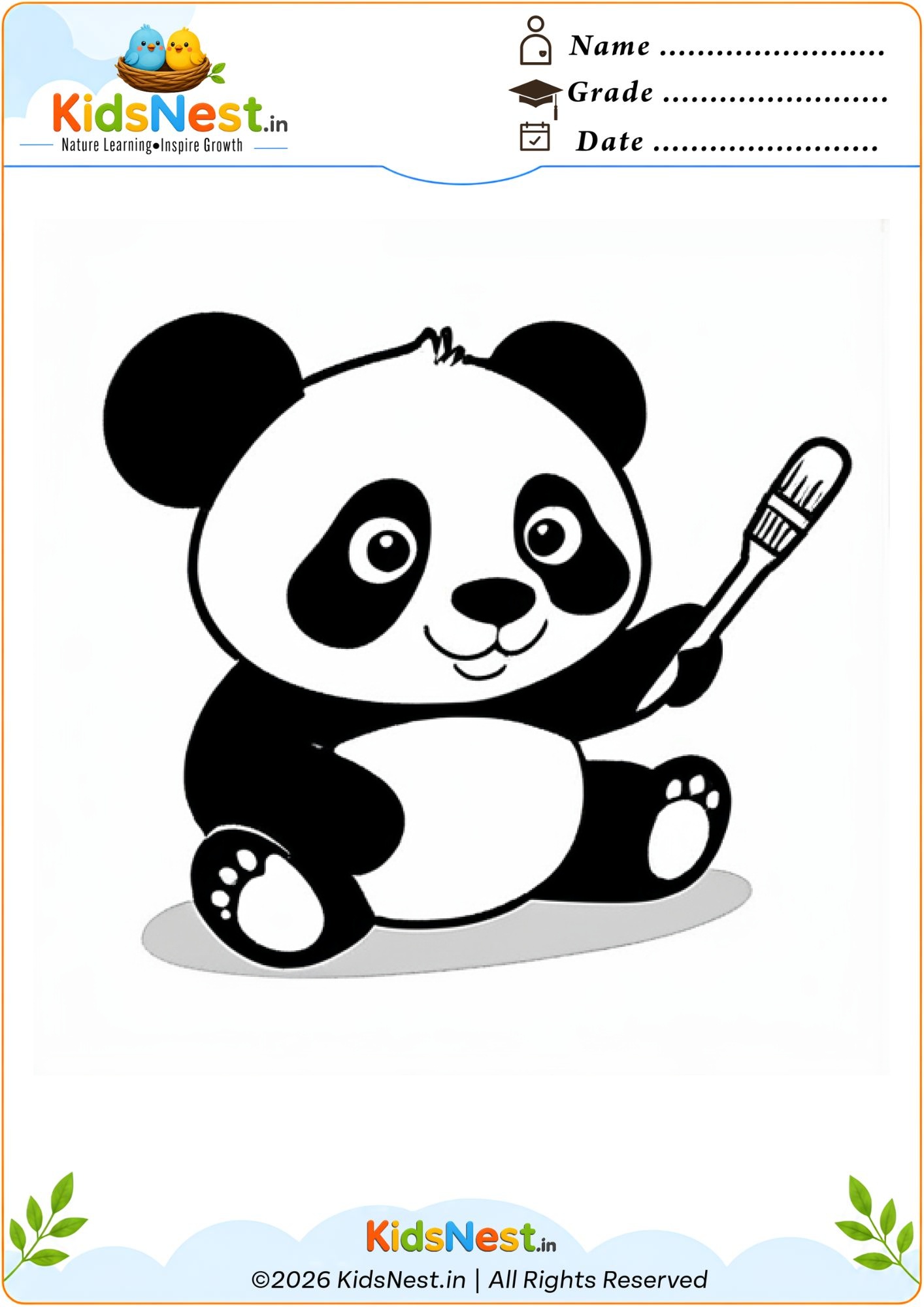 Panda Artist Coloring Worksheet | Fun Printable for Kids
