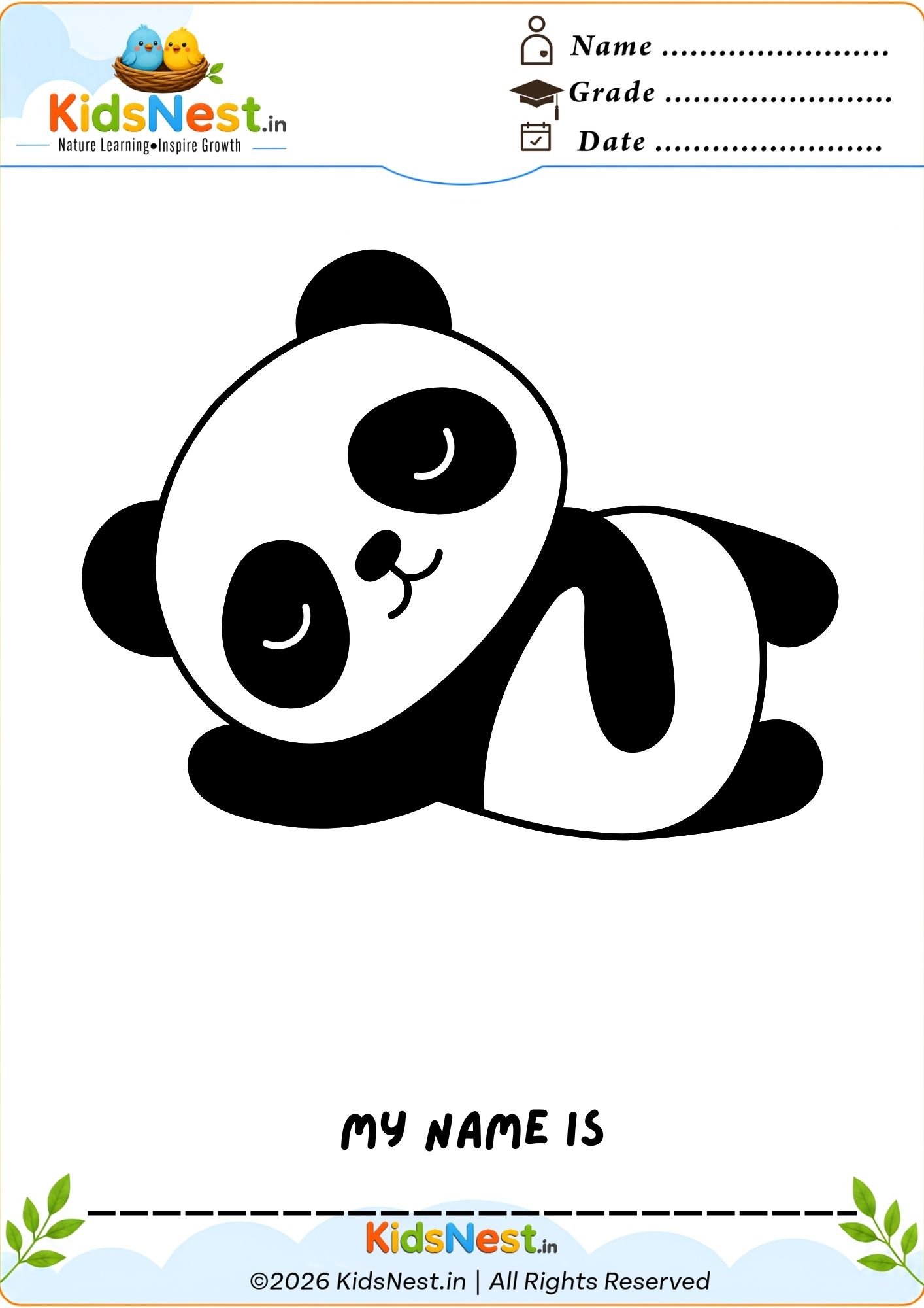 Panda Coloring Worksheet for Kids | Free Printable PDF