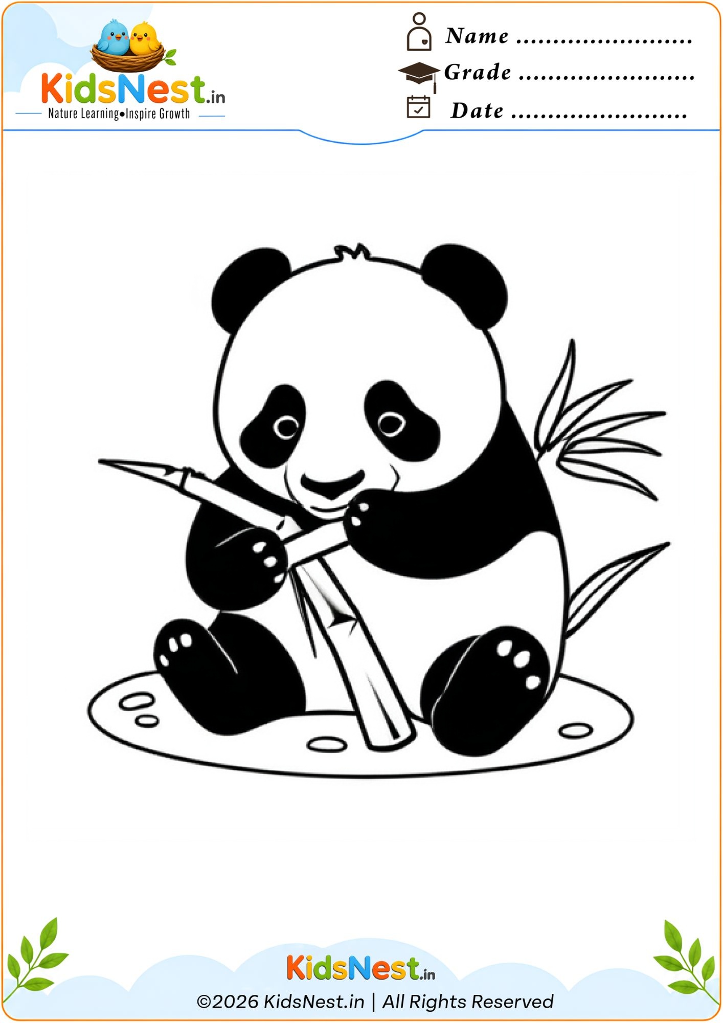 Panda Eating Bamboo Coloring Page