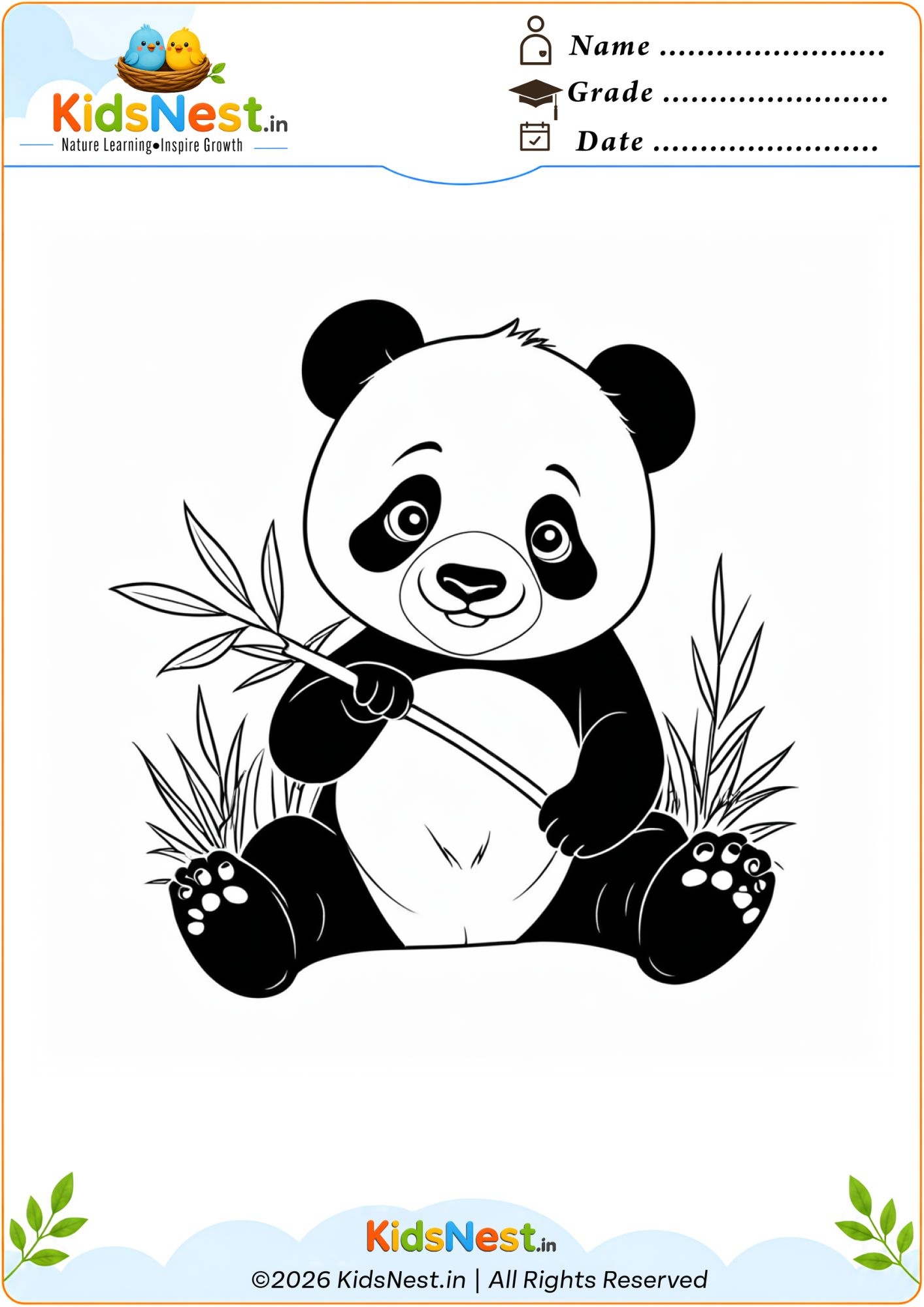 Free Panda Eating Bamboo Coloring Page | Printable for Kids