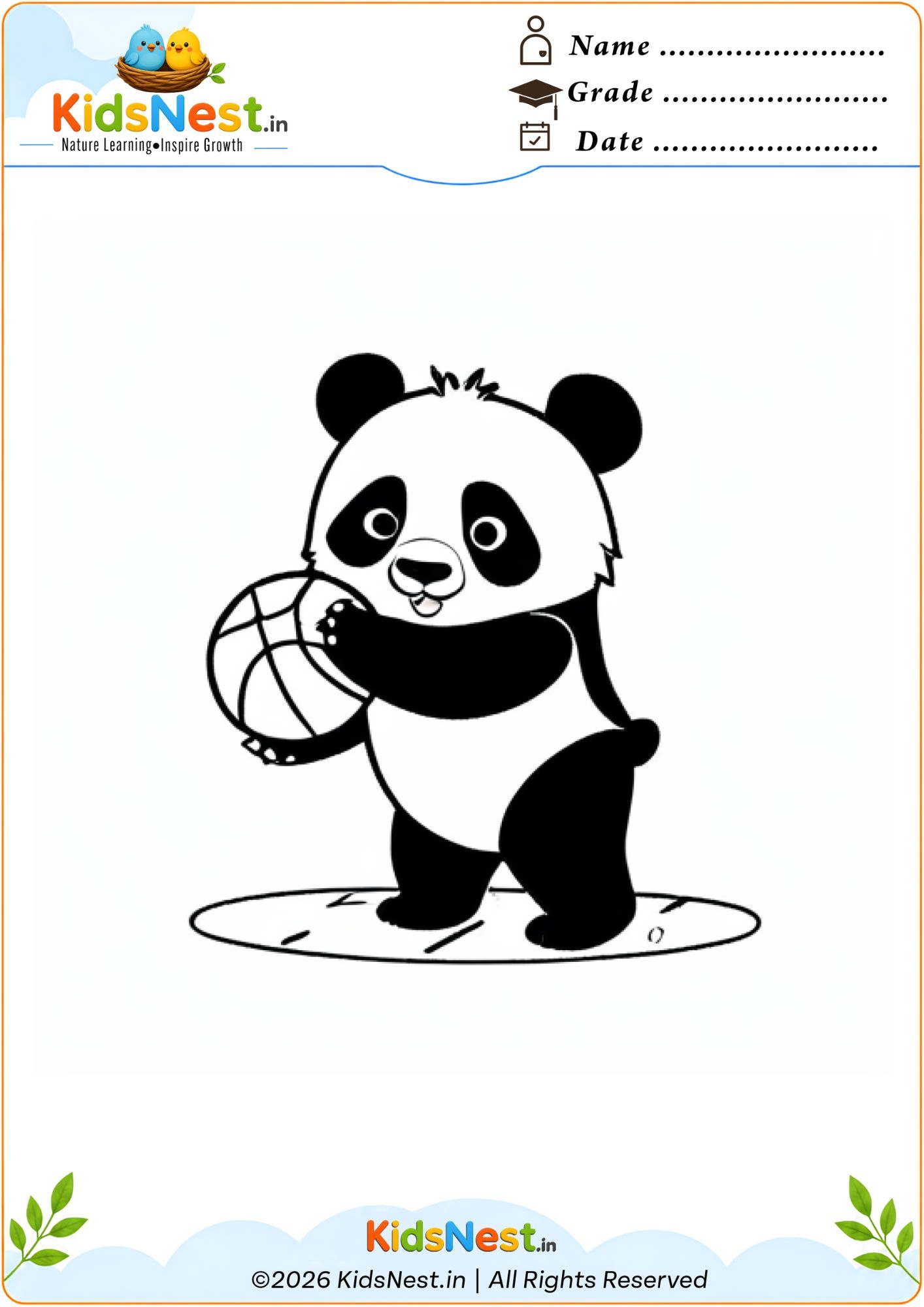 Panda Playing Basketball Coloring Worksheet | Free Printable