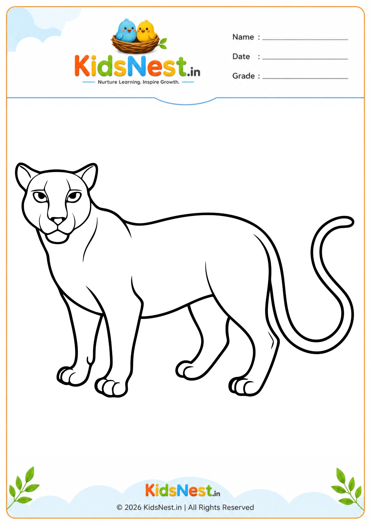 Printable Panther Coloring Page for Kids | Free PDF Worksheet