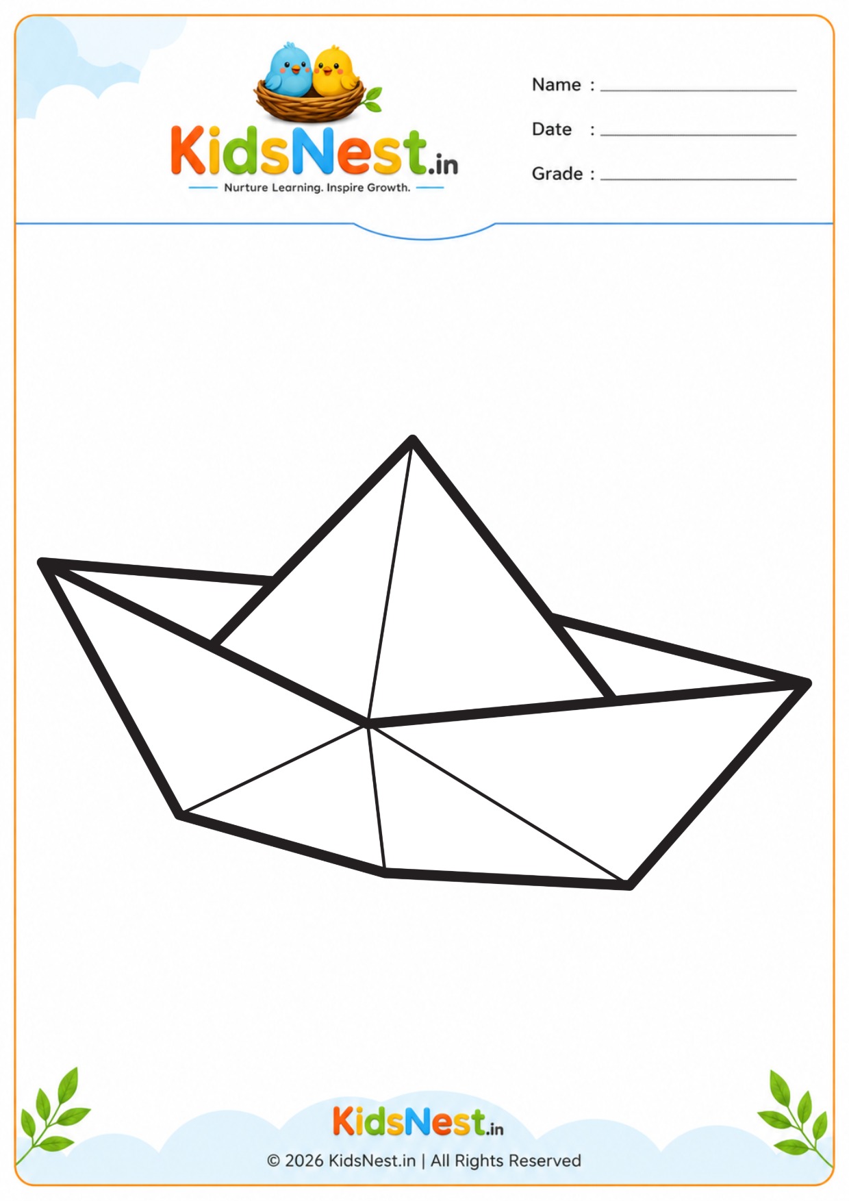 Paper Boat Coloring Worksheet | Printable Fun for Kids