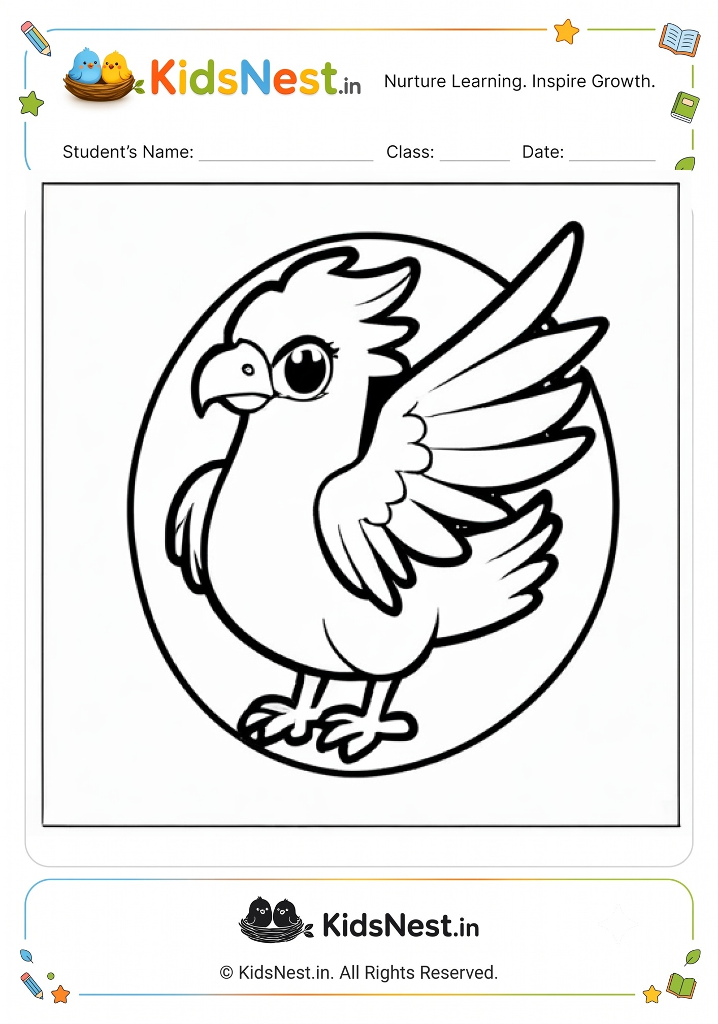 Free Printable Parrot Coloring Worksheet for Kids | Fun Learning