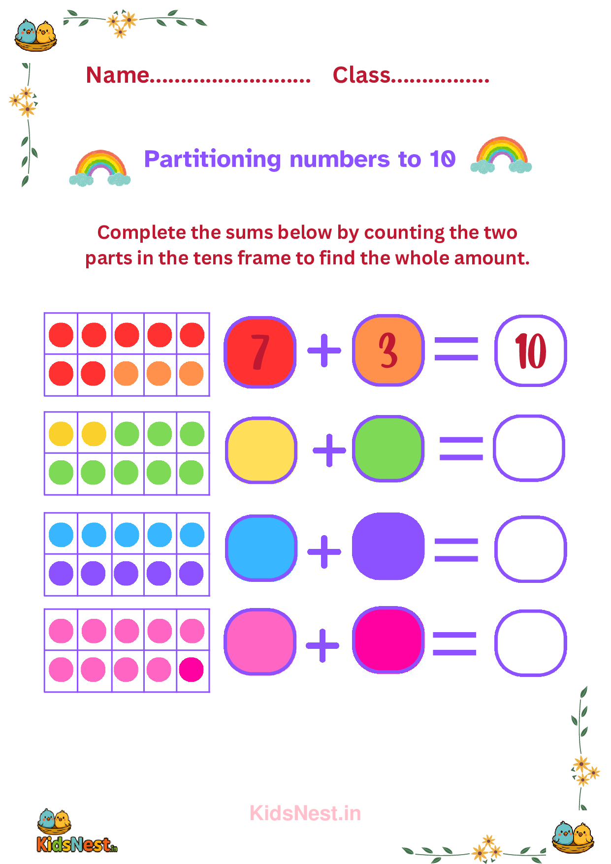 Partitioning Numbers Worksheets | Printable Math for Kids