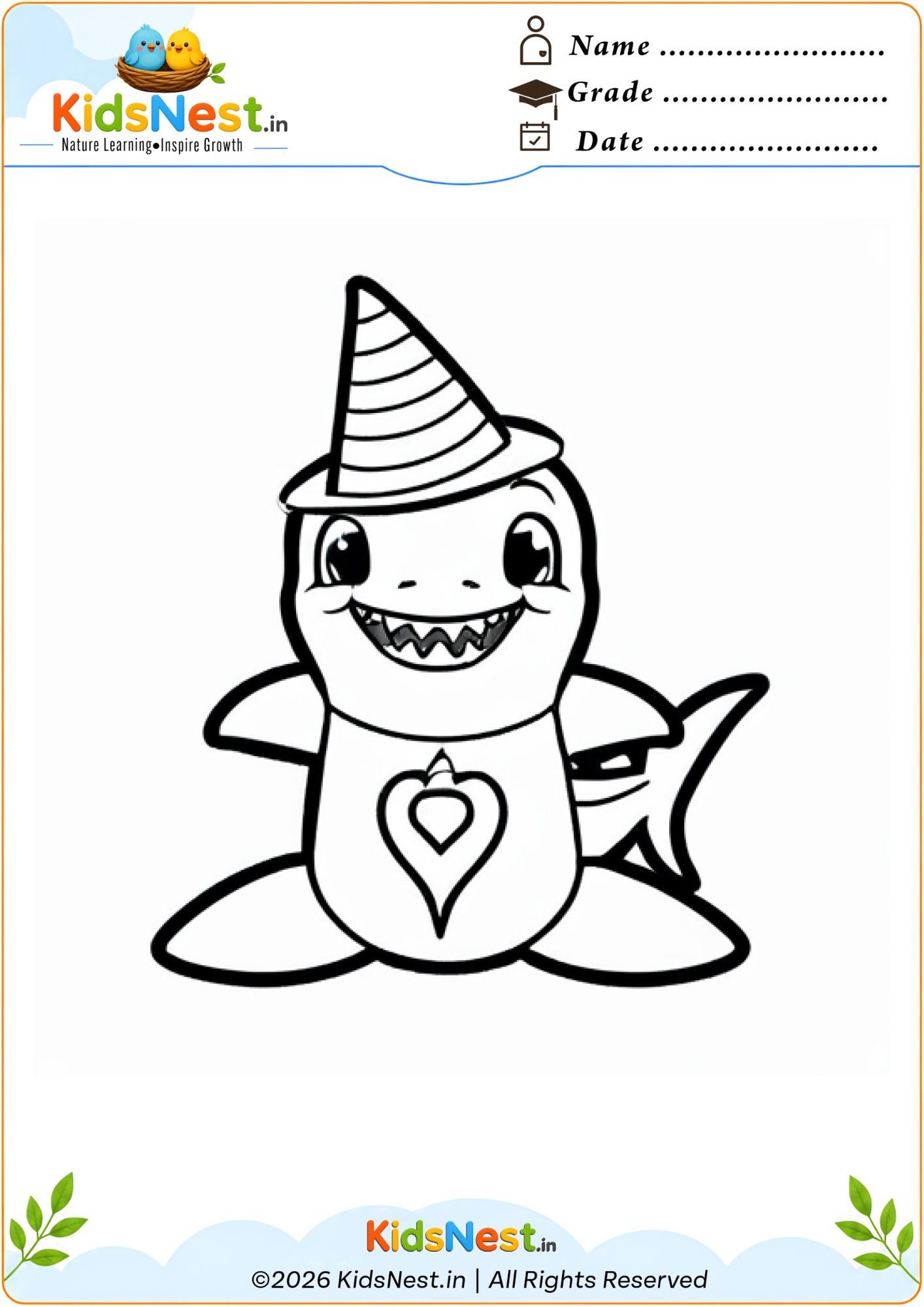 Party Shark Coloring Page | Printable Fun for Kids