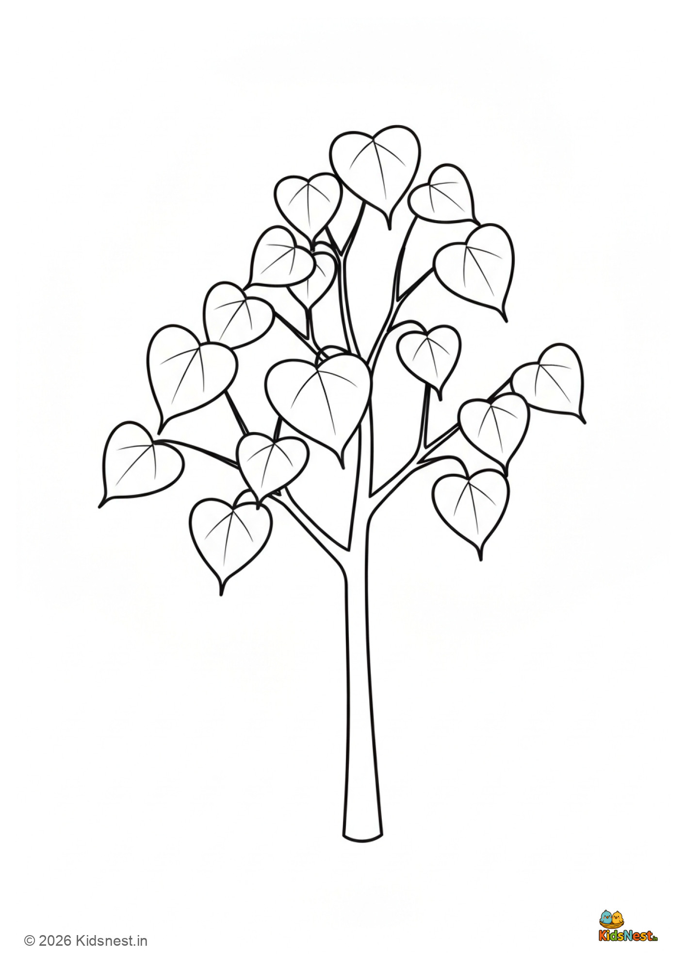 Peepal Tree Colouring Page for Kids | Free Printable PDF