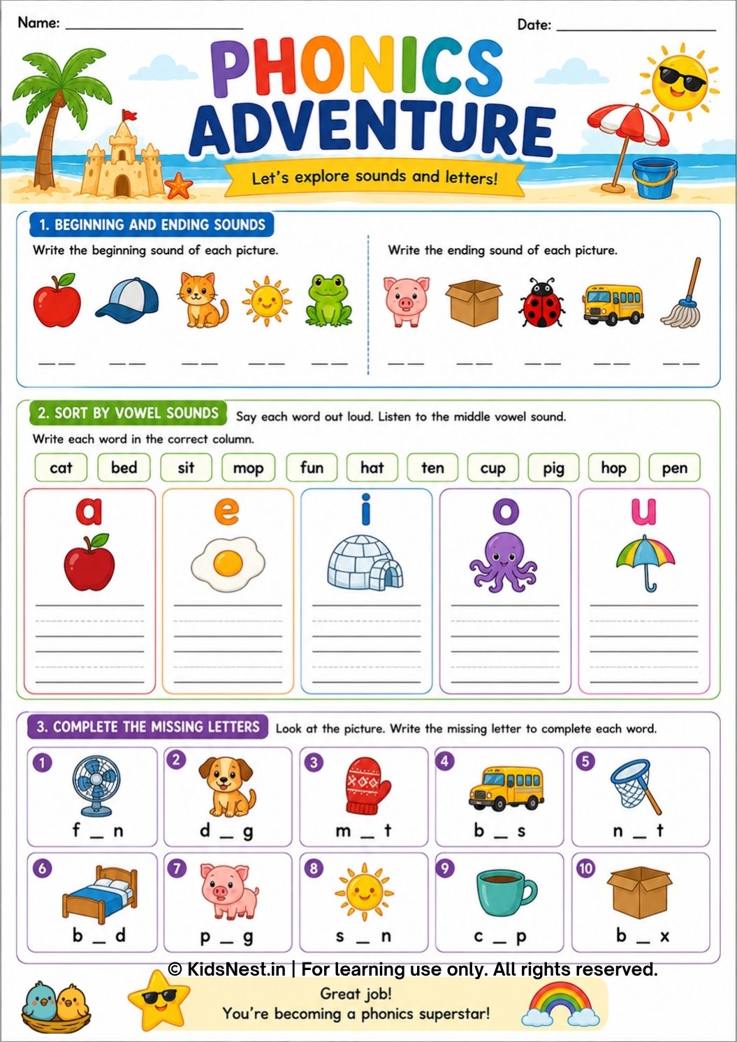 Free Phonic Worksheets for Kids | Printable Literacy Practice