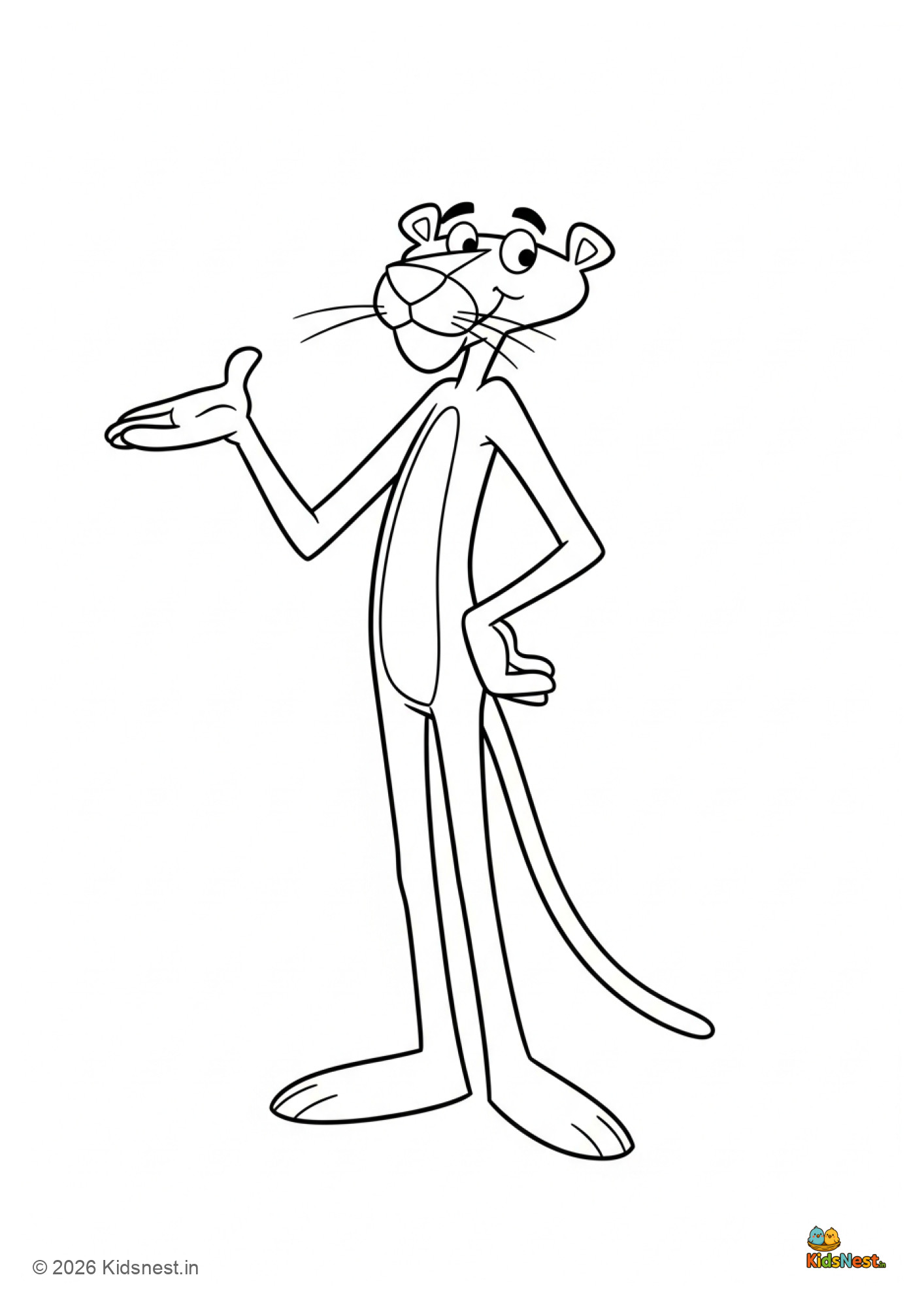 Pink Panther Coloring Page for Kids | Free Printable Worksheet