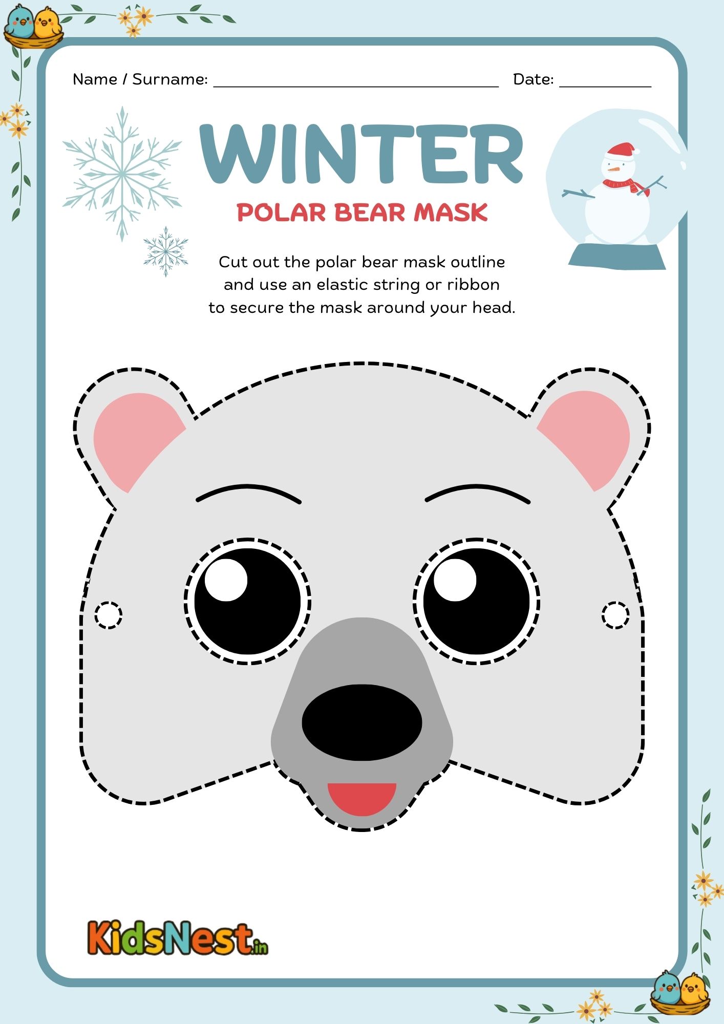 Polar Bear Mask Craft for Kids | Free Printable Activity