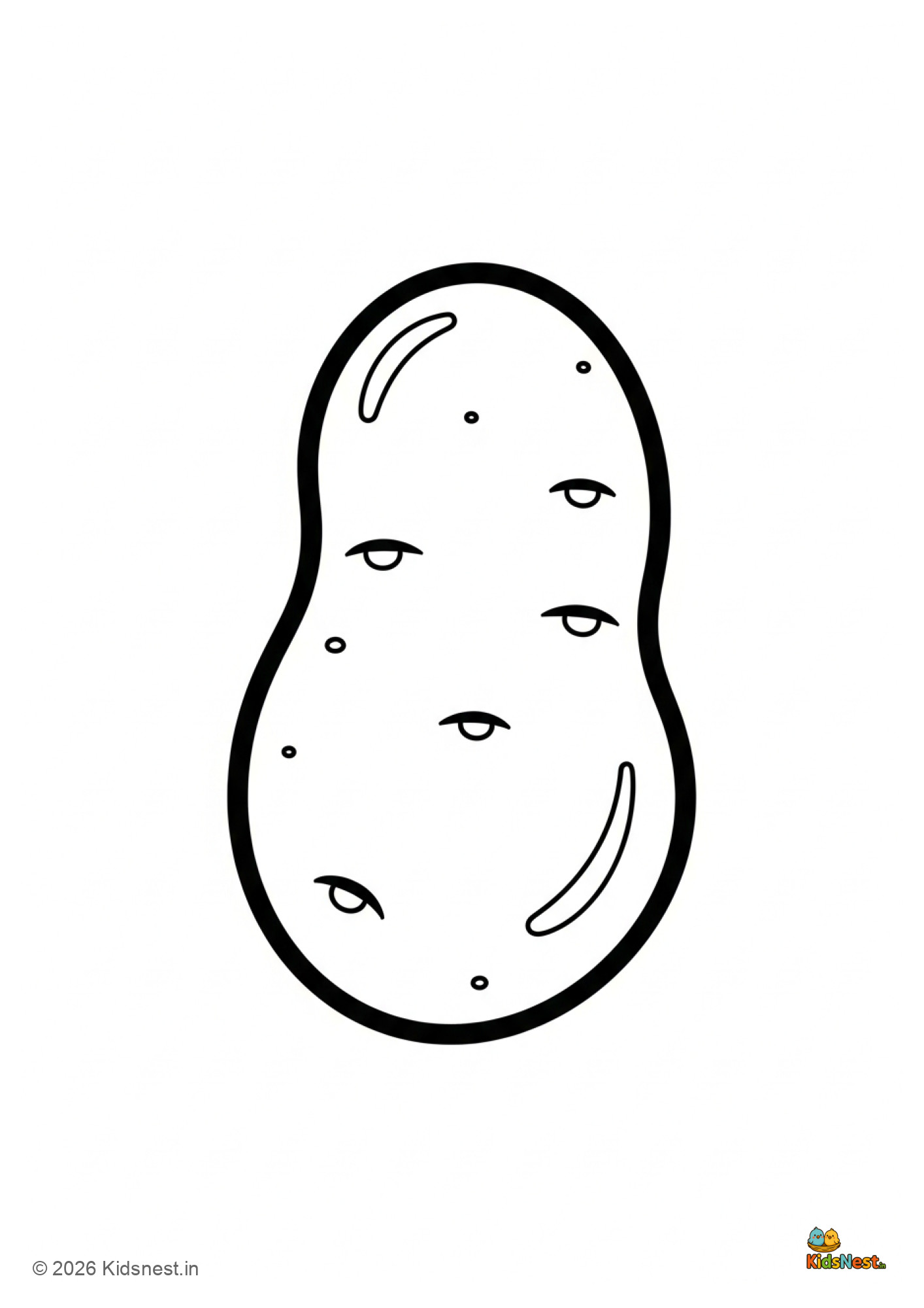 Potato Fruit Coloring Page for Kids | Free Printable PDF