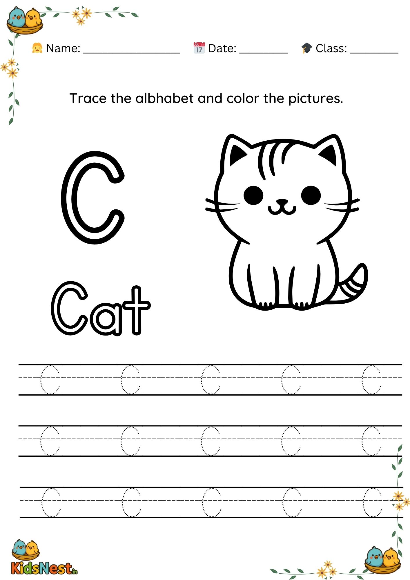 Preschool Letter C Tracing Worksheet | Free Printable PDF