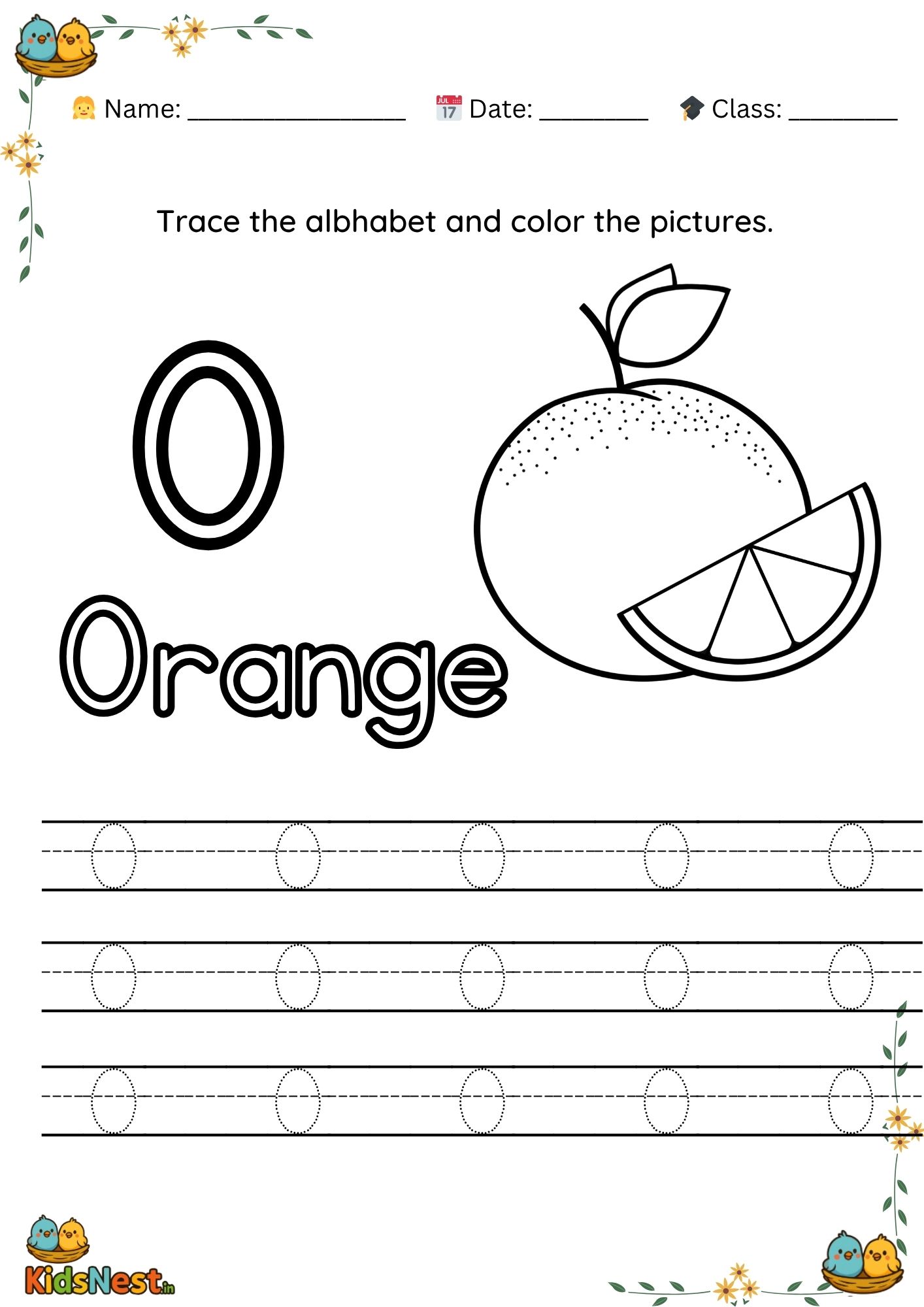 Preschool Letter O Tracing Worksheet | Free Printable