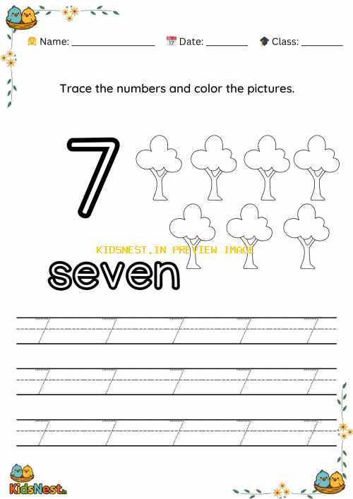 Preschool Number 7 Tracing Worksheet | Free Printable PDF
