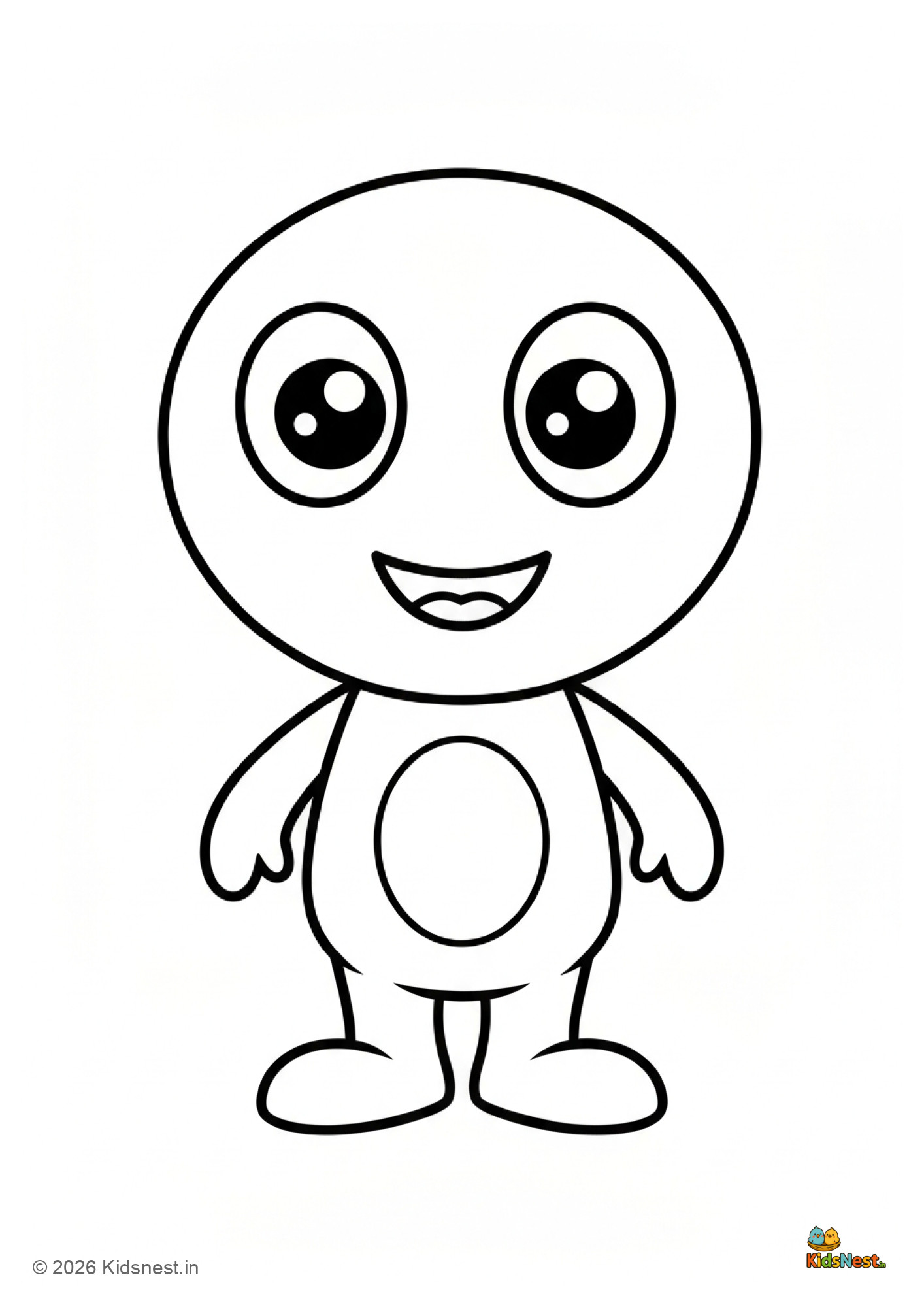 Printable Alien Cartoon Coloring Page for Kids | Free PDF