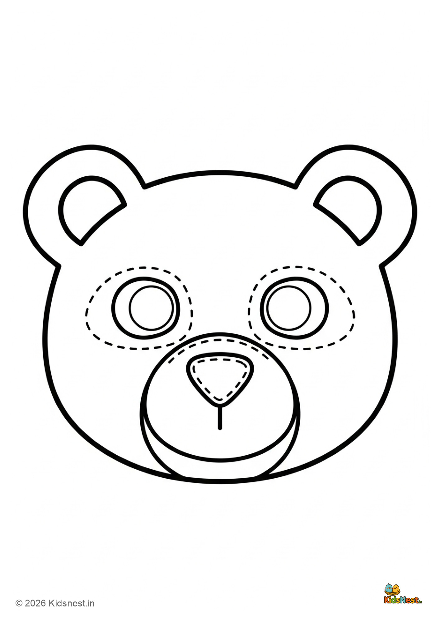 Printable Bear Face Mask Template for Kids Cutting Activity