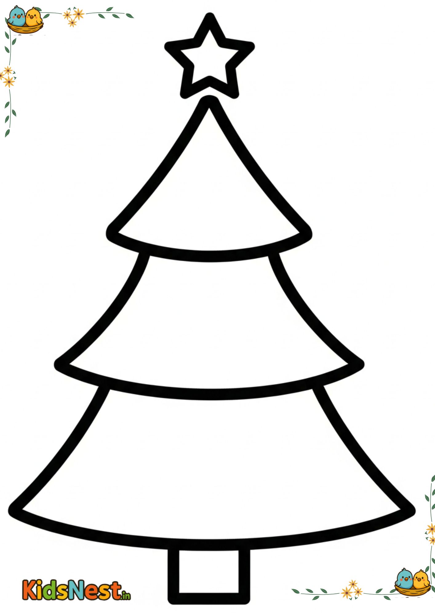 Preschool Christmas Tree Coloring Page - Free Printable