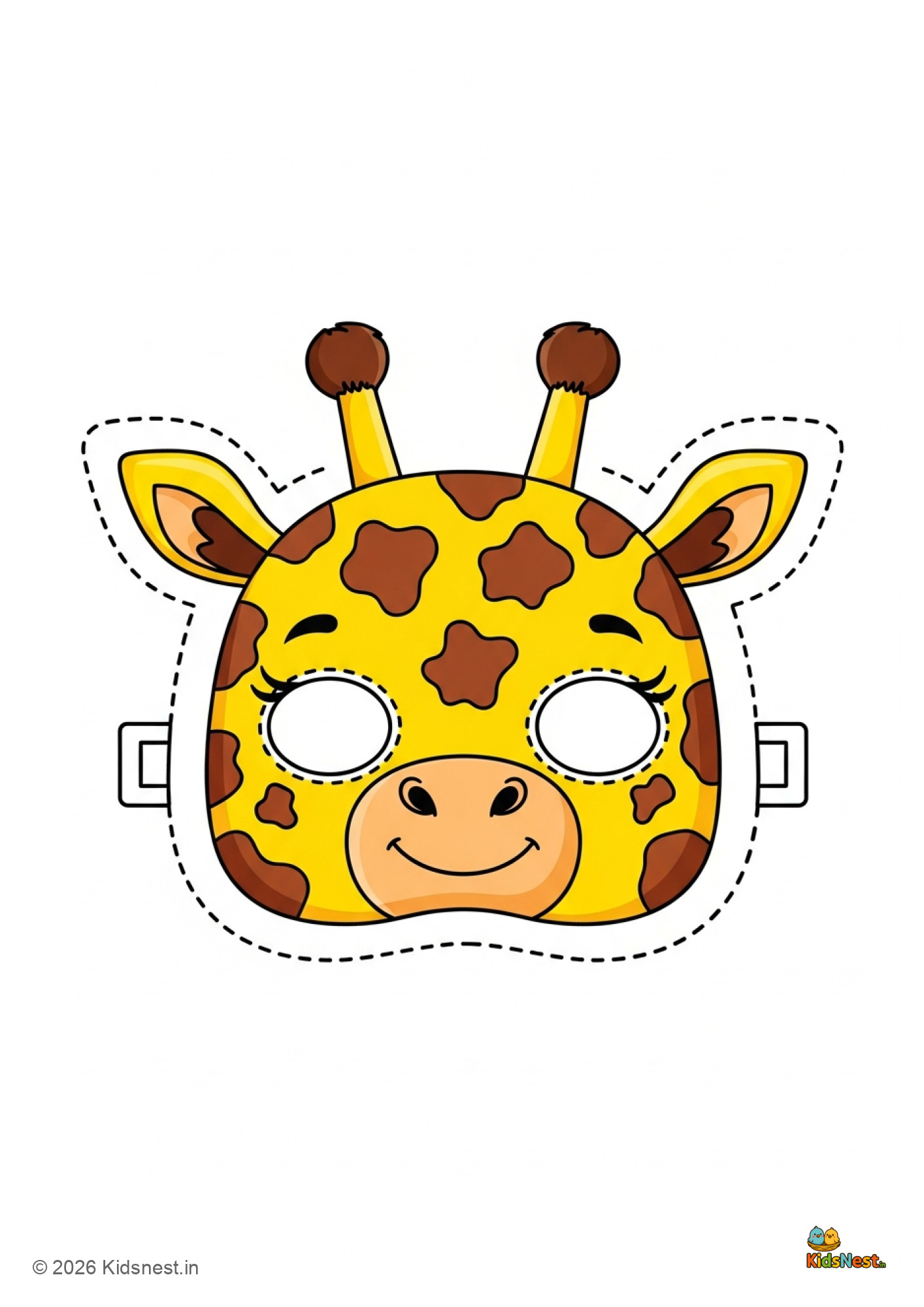 Printable Colorful Giraffe Face Mask for Kids | Cut & Craft