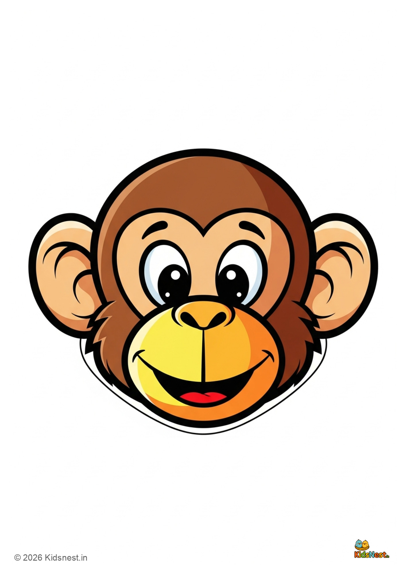 Printable Colorful Monkey Face Mask for Kids | Cutting Activity