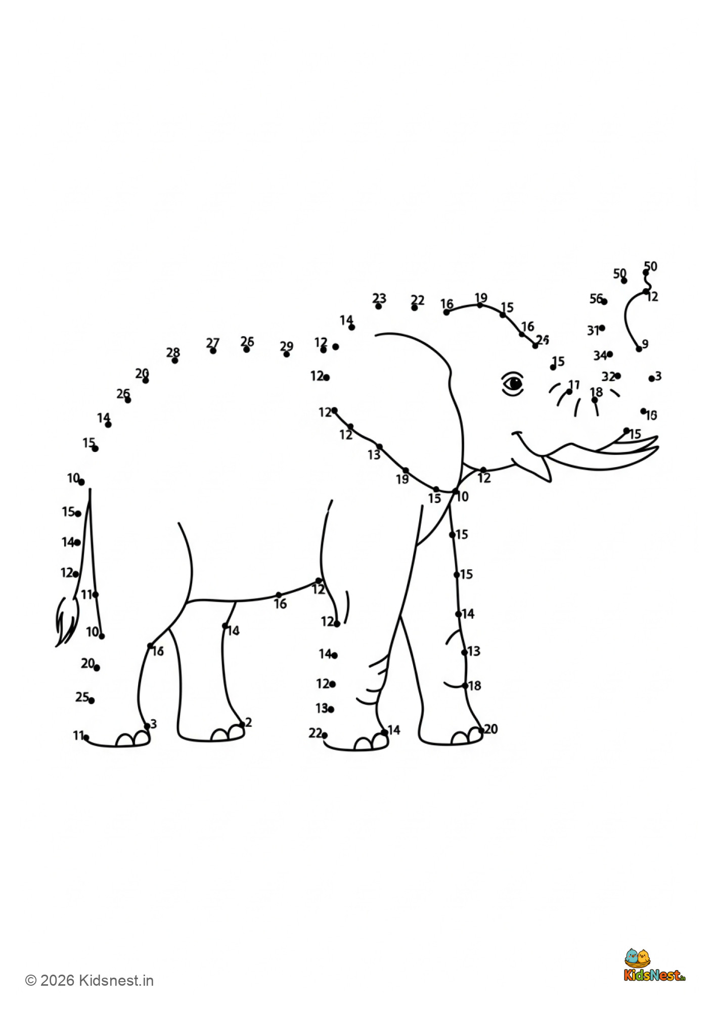Printable Elephant Dot-to-Dot Worksheet for Kids | Fun Activity