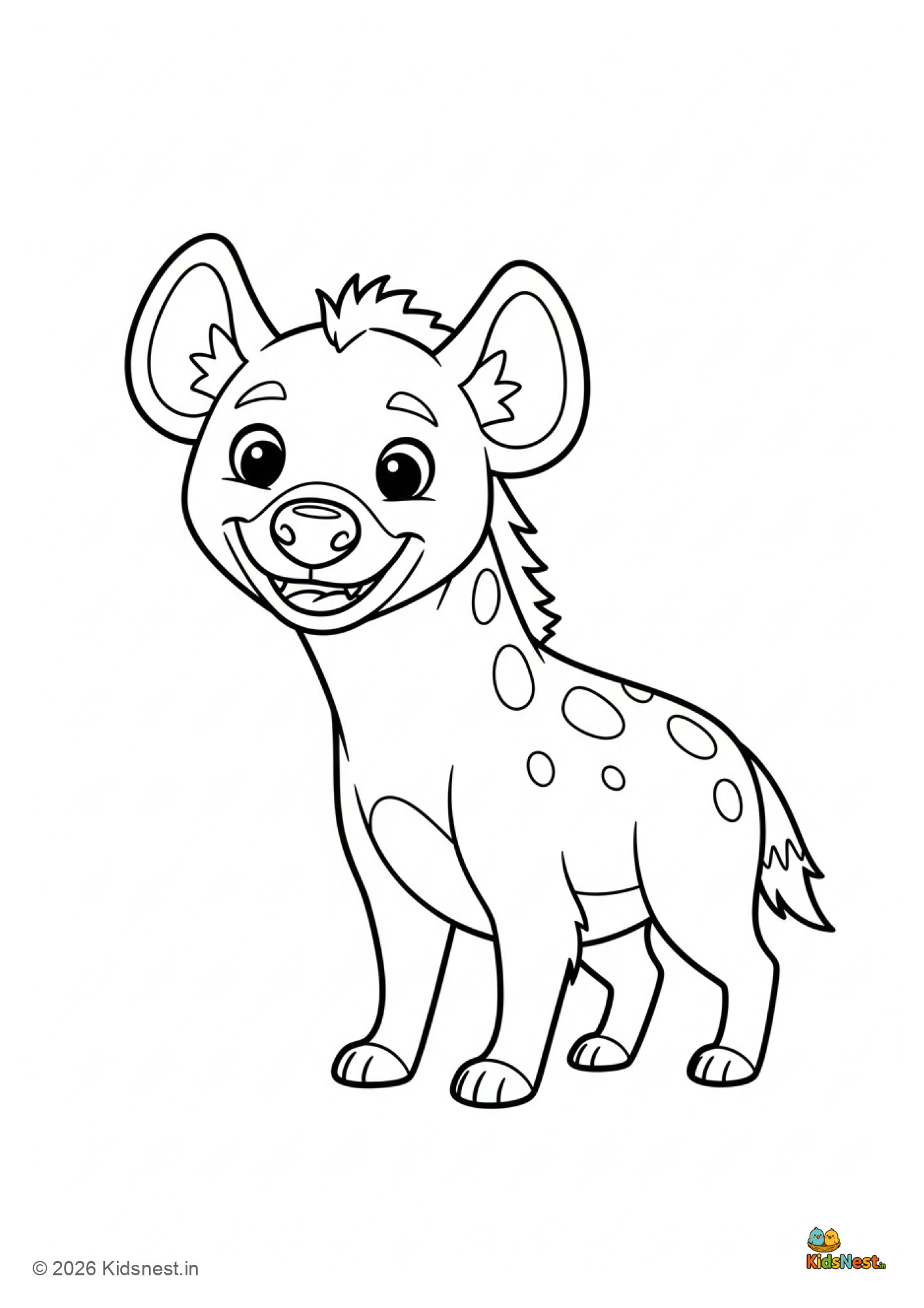 Printable Hyena Colouring Page for Kids | Free Fun Activity