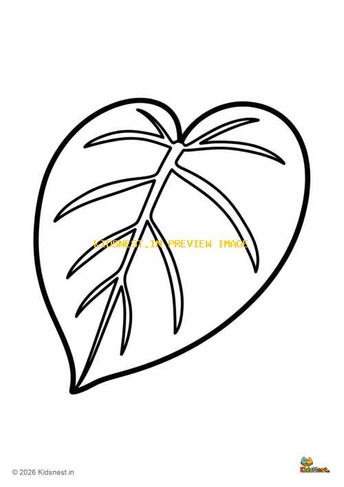 Printable Money Plant Leaf Coloring Page for Kids