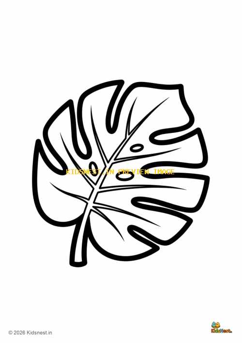 Printable Monstera Leaf Coloring Page for Kids | Free PDF