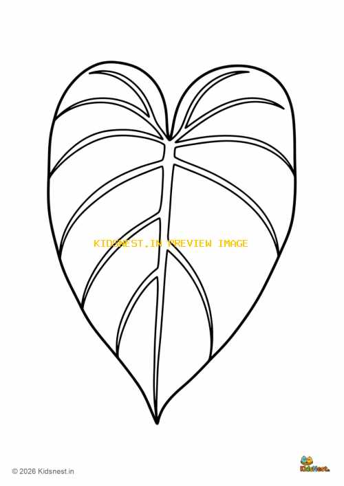 Printable Philodendron Leaf Coloring Sheet for Kids