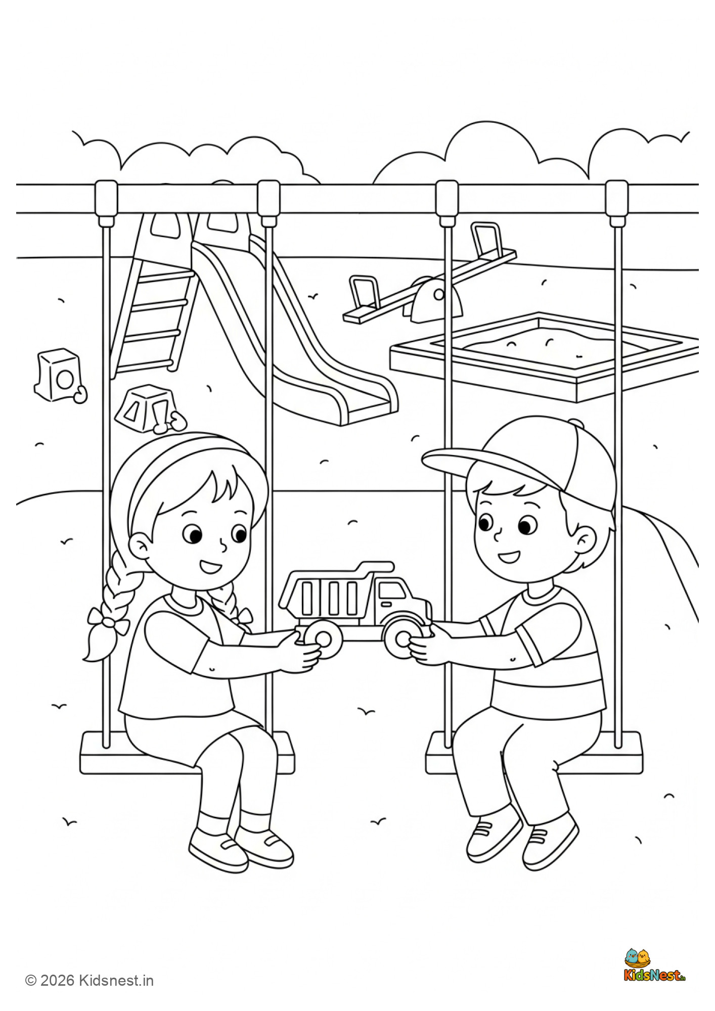 Printable Sharing Theme Colouring Page for Kids | Free Activity