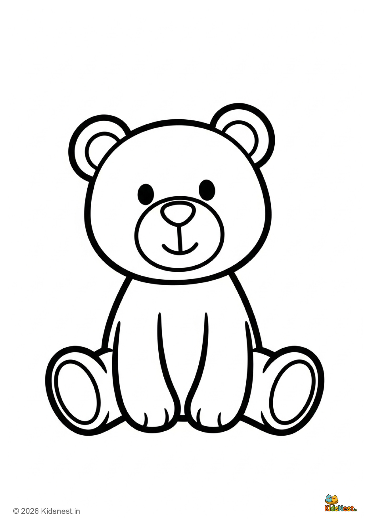 Printable Teddy Bear Coloring Page for Kids | Free PDF