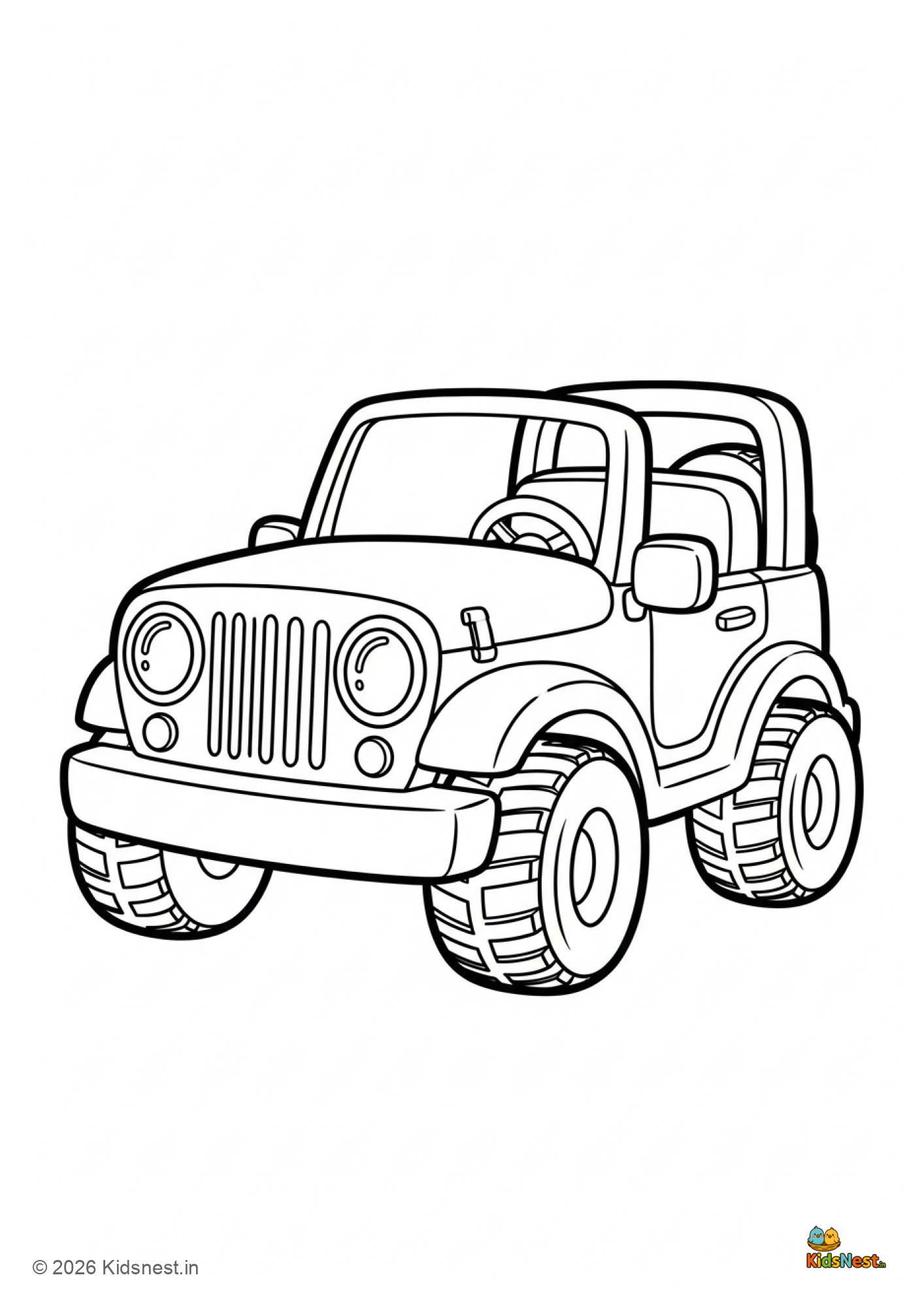 Printable Toy Jeep Coloring Page for Kids | Free PDF Worksheet