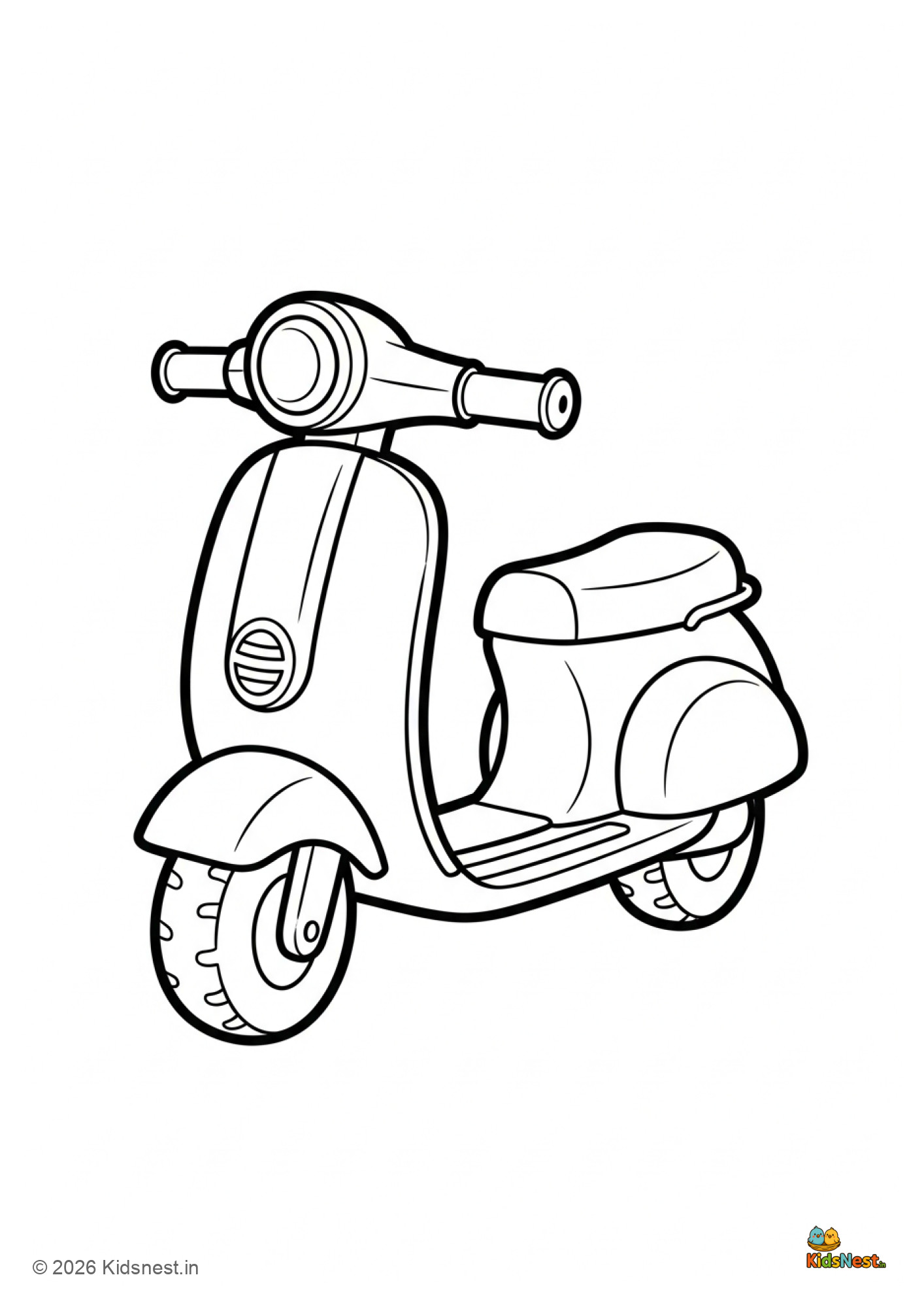 Printable Toy Scooter Coloring Page for Kids | Free Worksheet