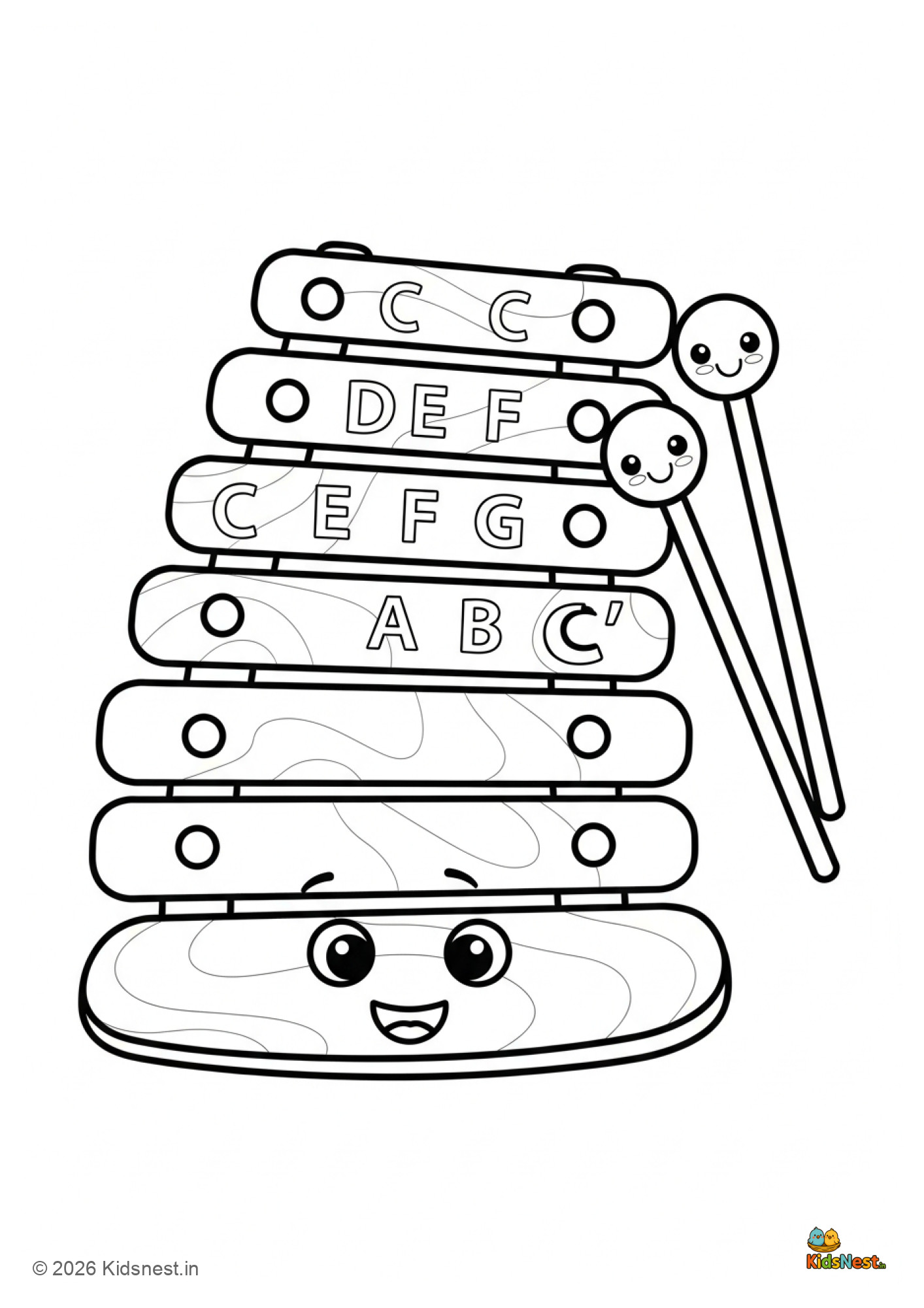 Printable Xylophone Coloring Page for Kids | Educational Art