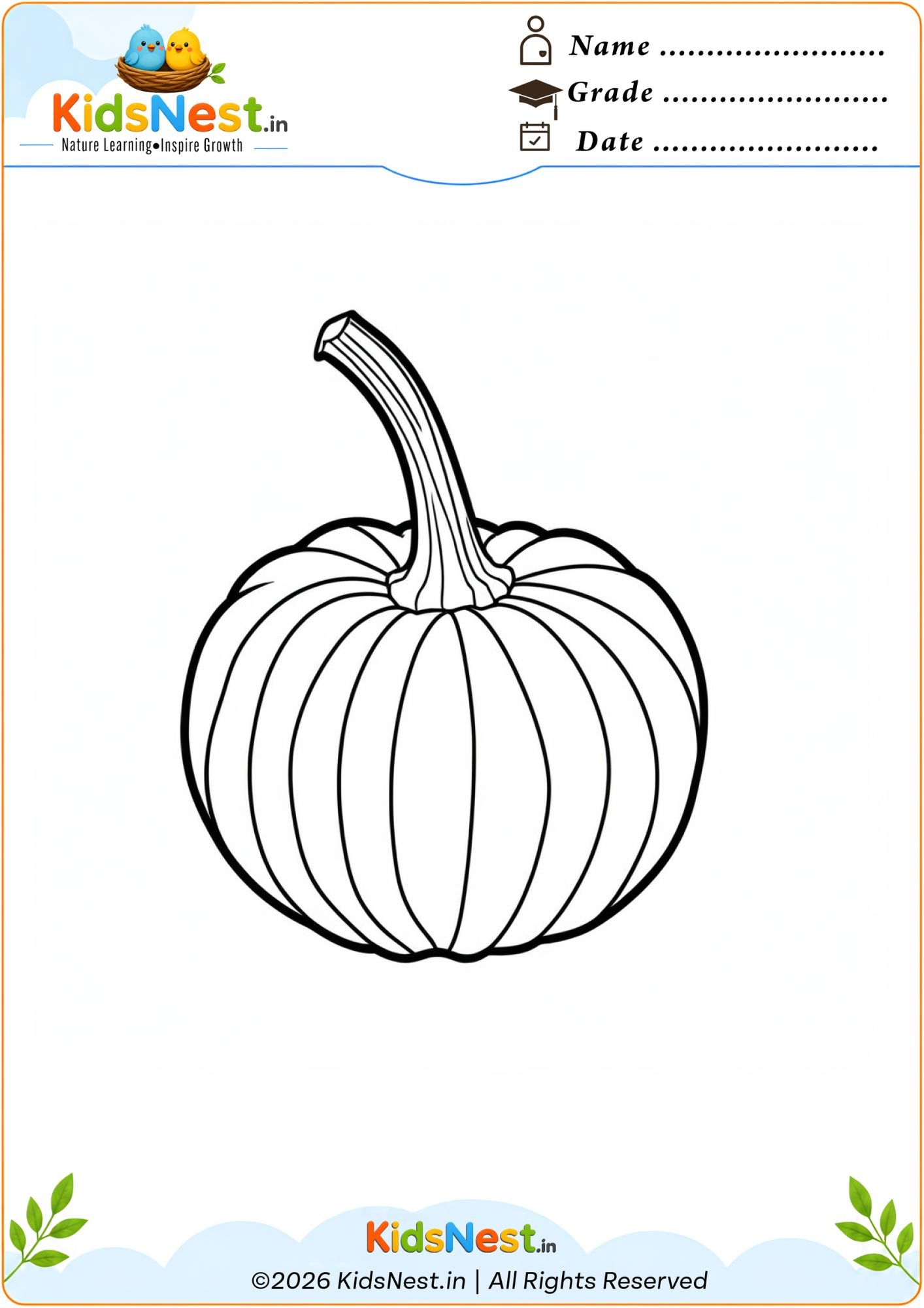 Free Printable Pumpkin Coloring Page for Kids | Educational Art