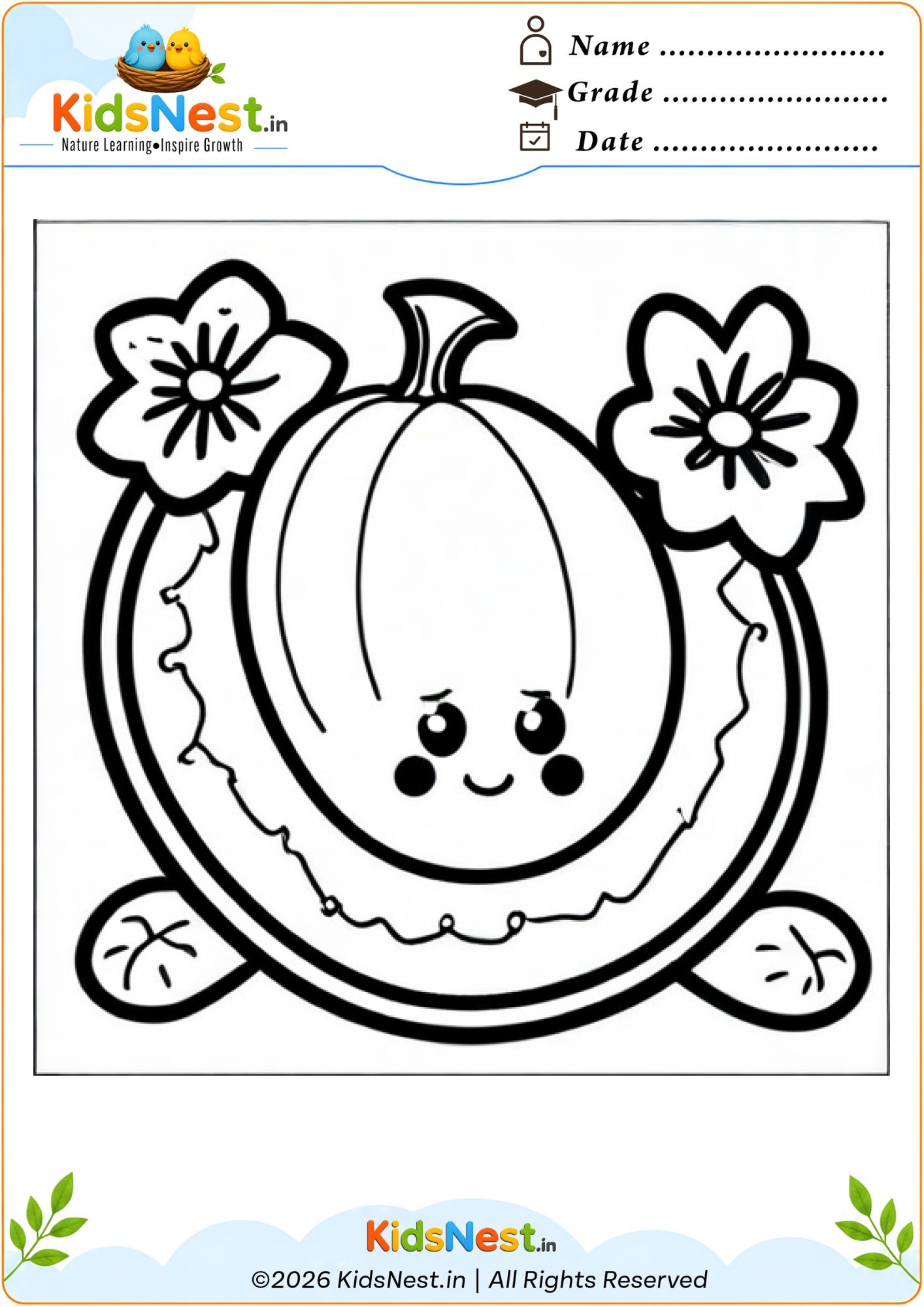 Free Printable Pumpkin Coloring Worksheet for Kids