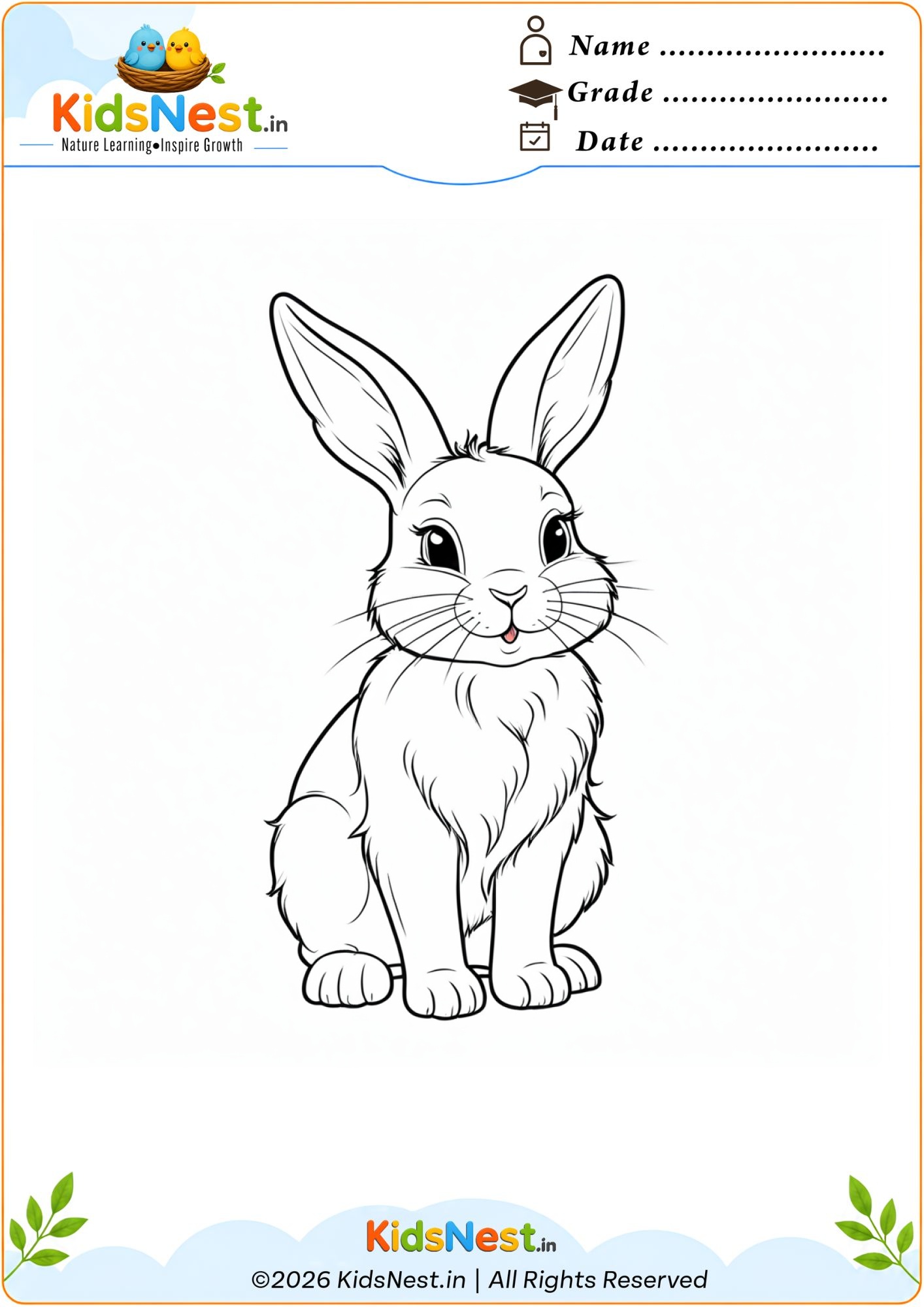 Free Rabbit Coloring Page for Kids | Printable Activity