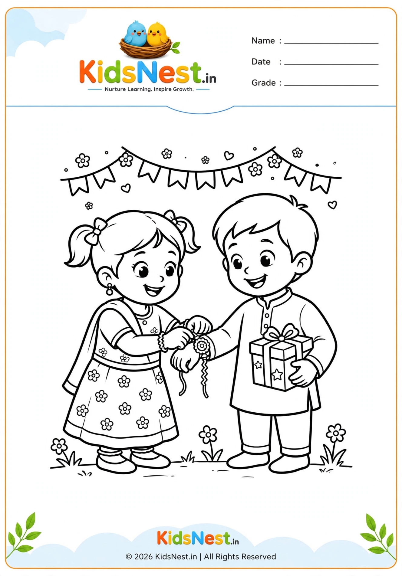 Free Printable Raksha Bandhan Coloring Page for Kids