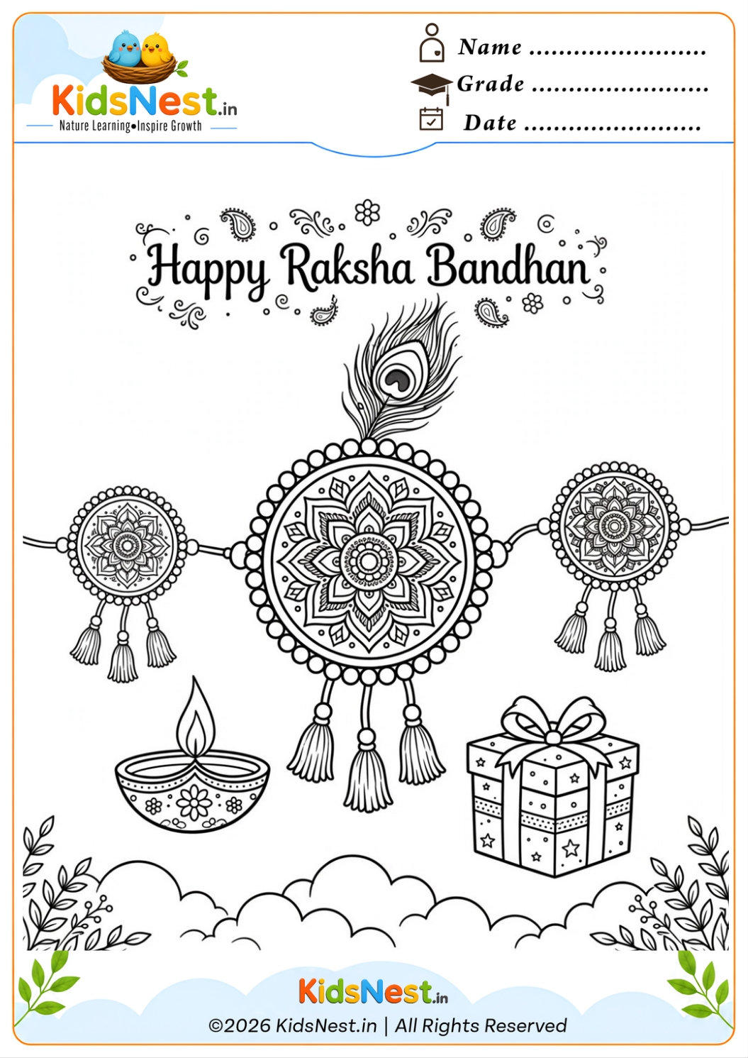 Free Printable Raksha Bandhan Coloring Page for Kids