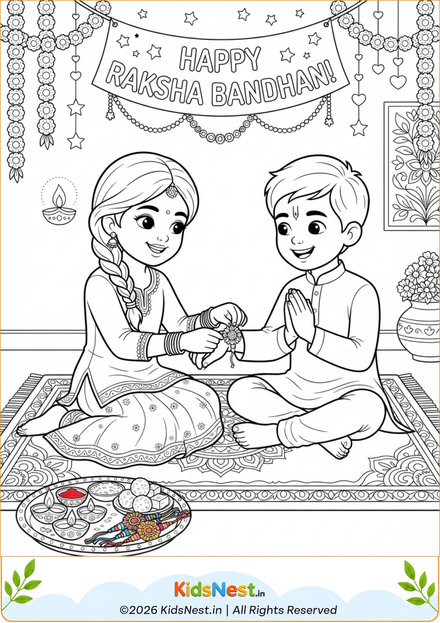 Free Raksha Bandhan Coloring Page for Kids | Printable Activity