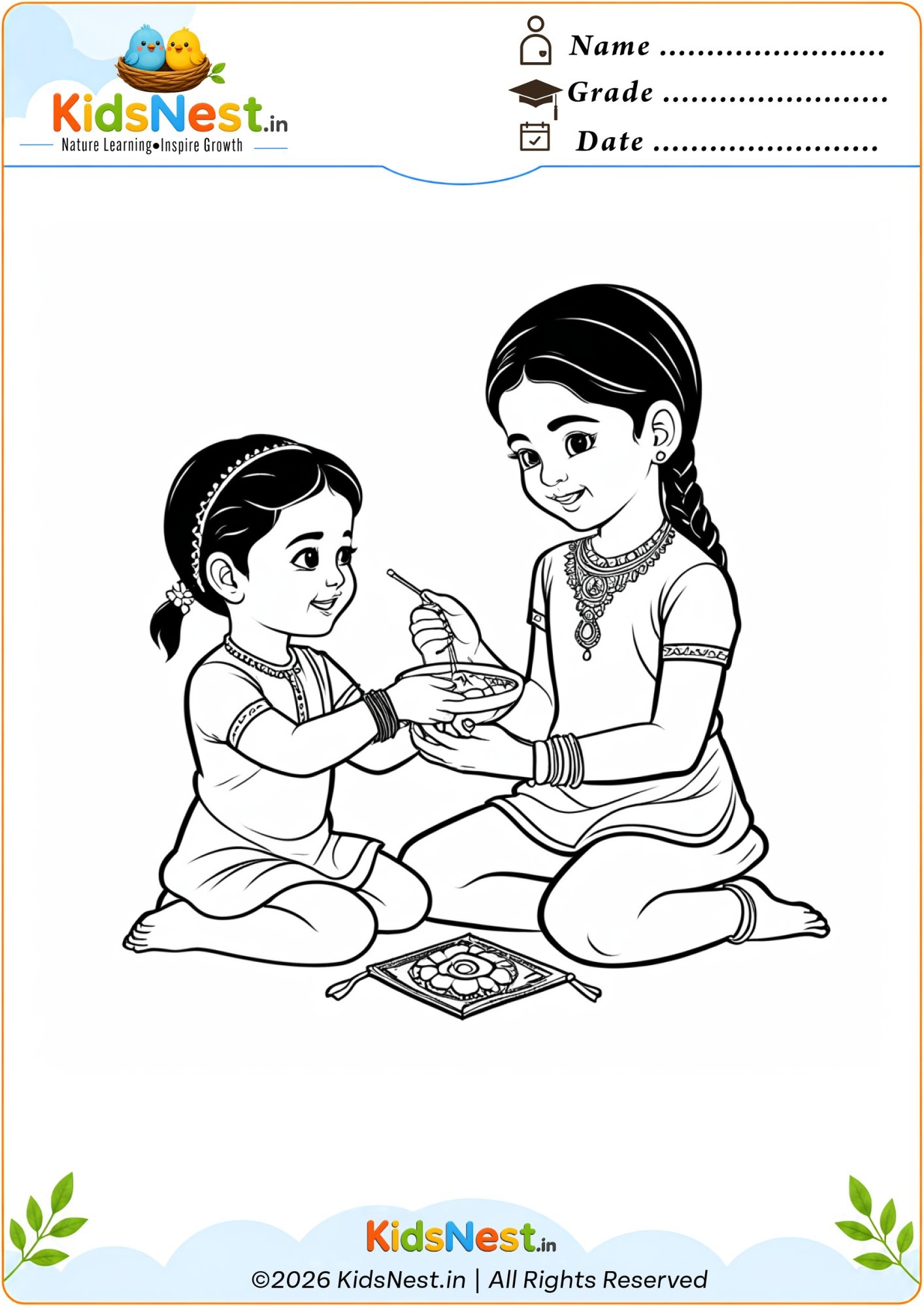 Free Raksha Bandhan Coloring Page for Kids | Printable Activity