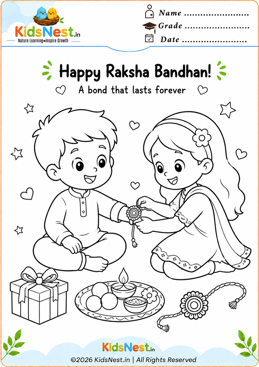 Rakshabandhan Colouring Page: Fun Printable for Kids
