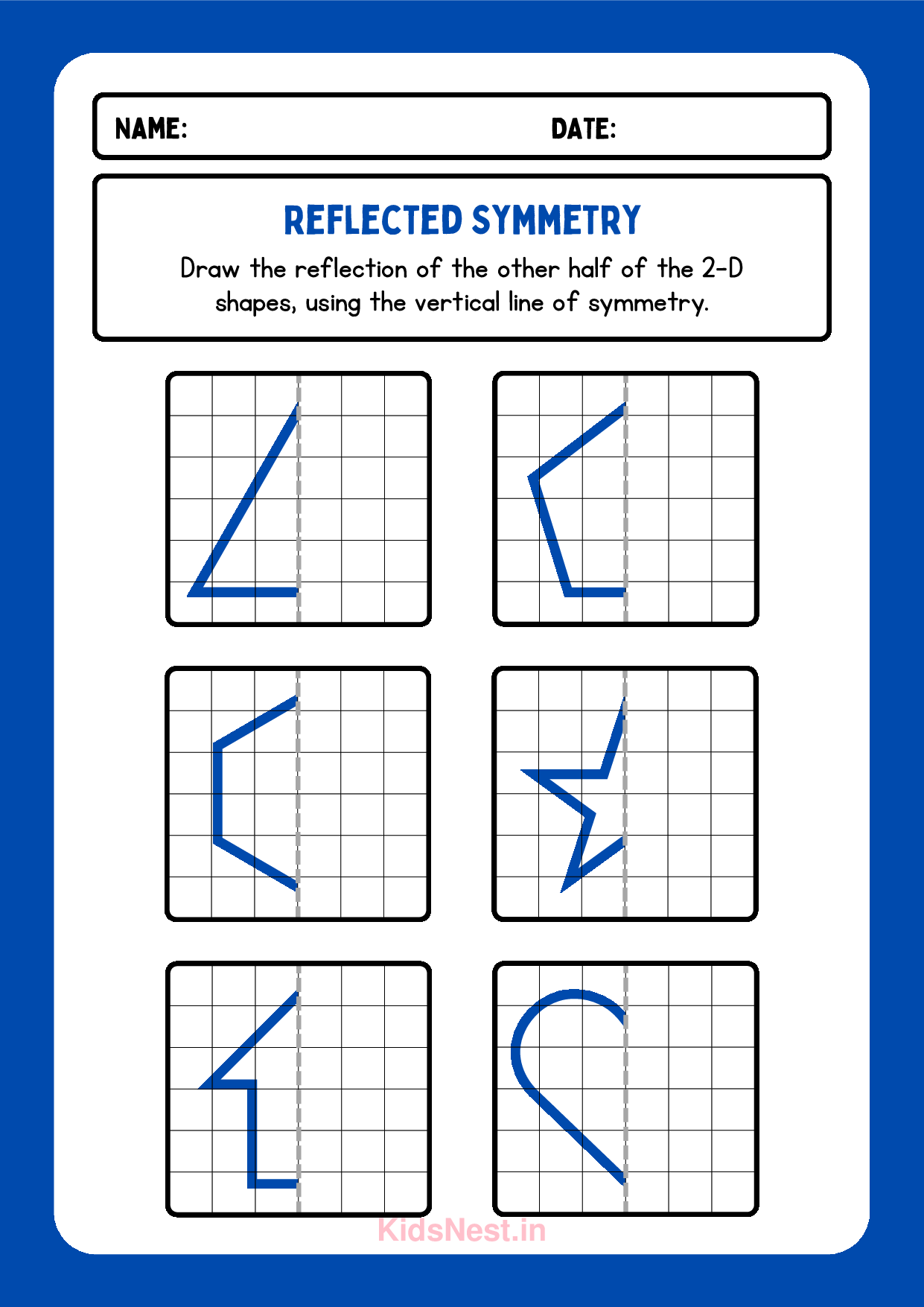 Reflected Symmetry Activity | Kids Printable Worksheet