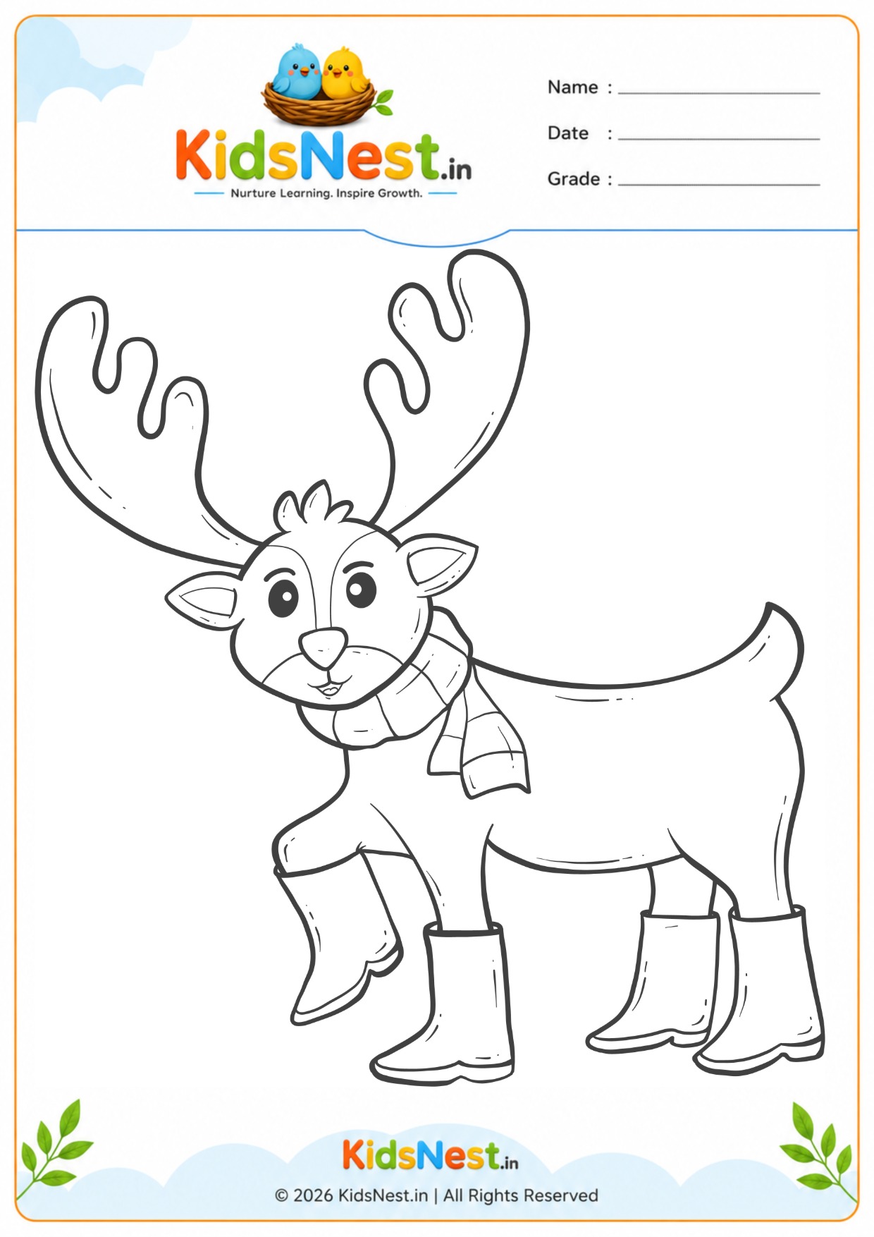 Free Reindeer Coloring Page for Kids | Printable Activity