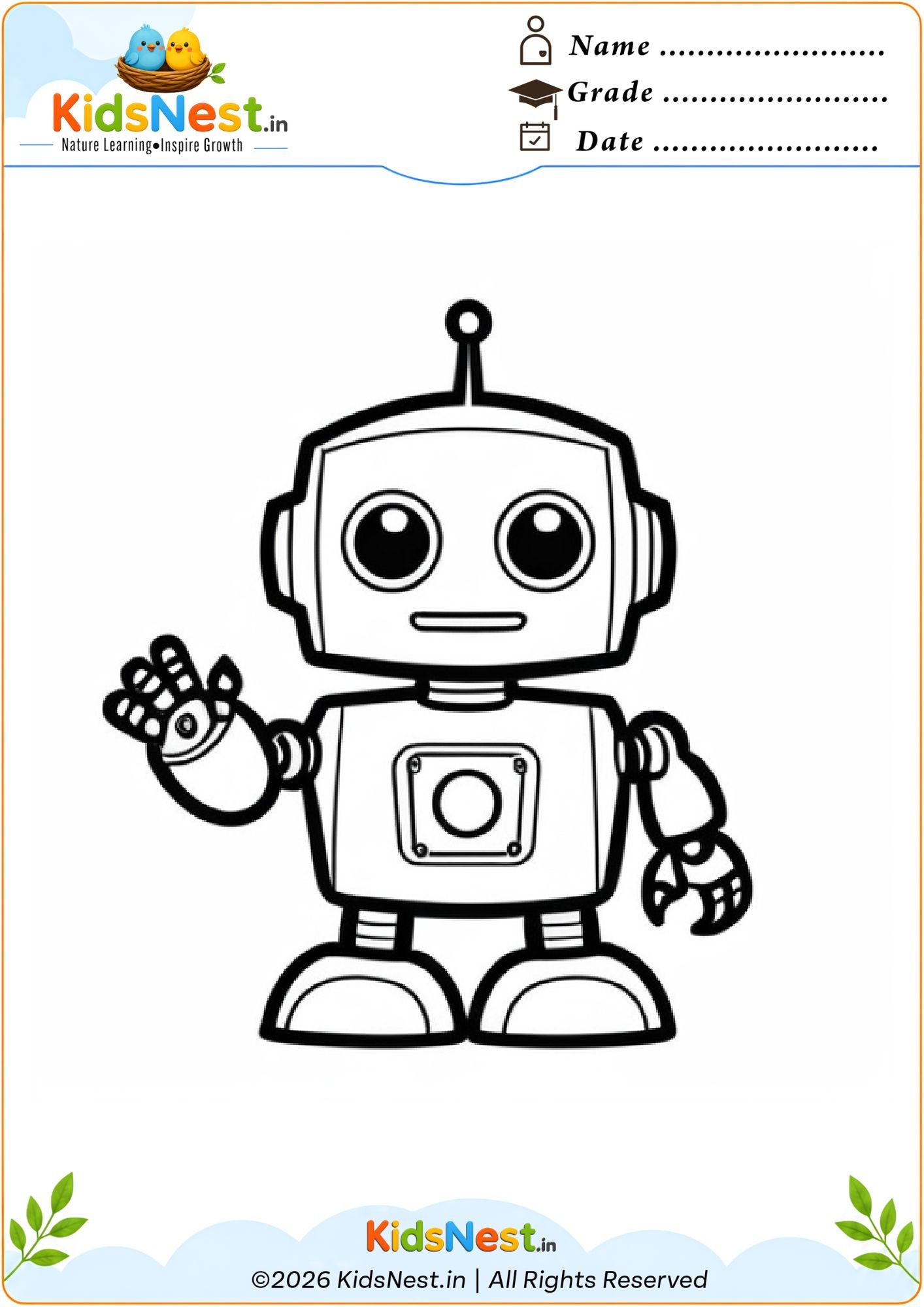 Printable Robot Coloring Page for Kids | Free Activity Sheet